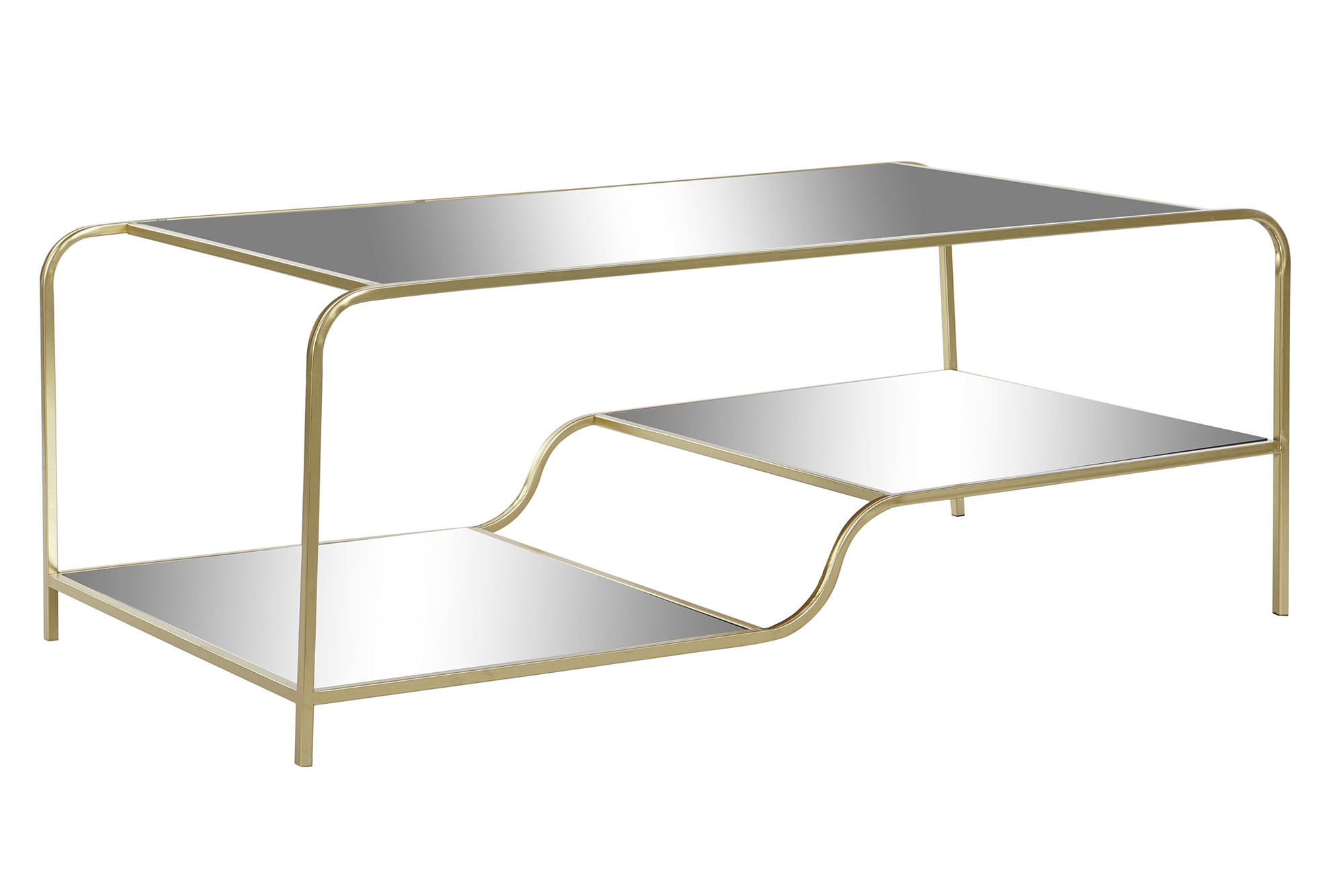 MESA CENTRO METAL ESPEJO 120X60X45 MATE DORADO