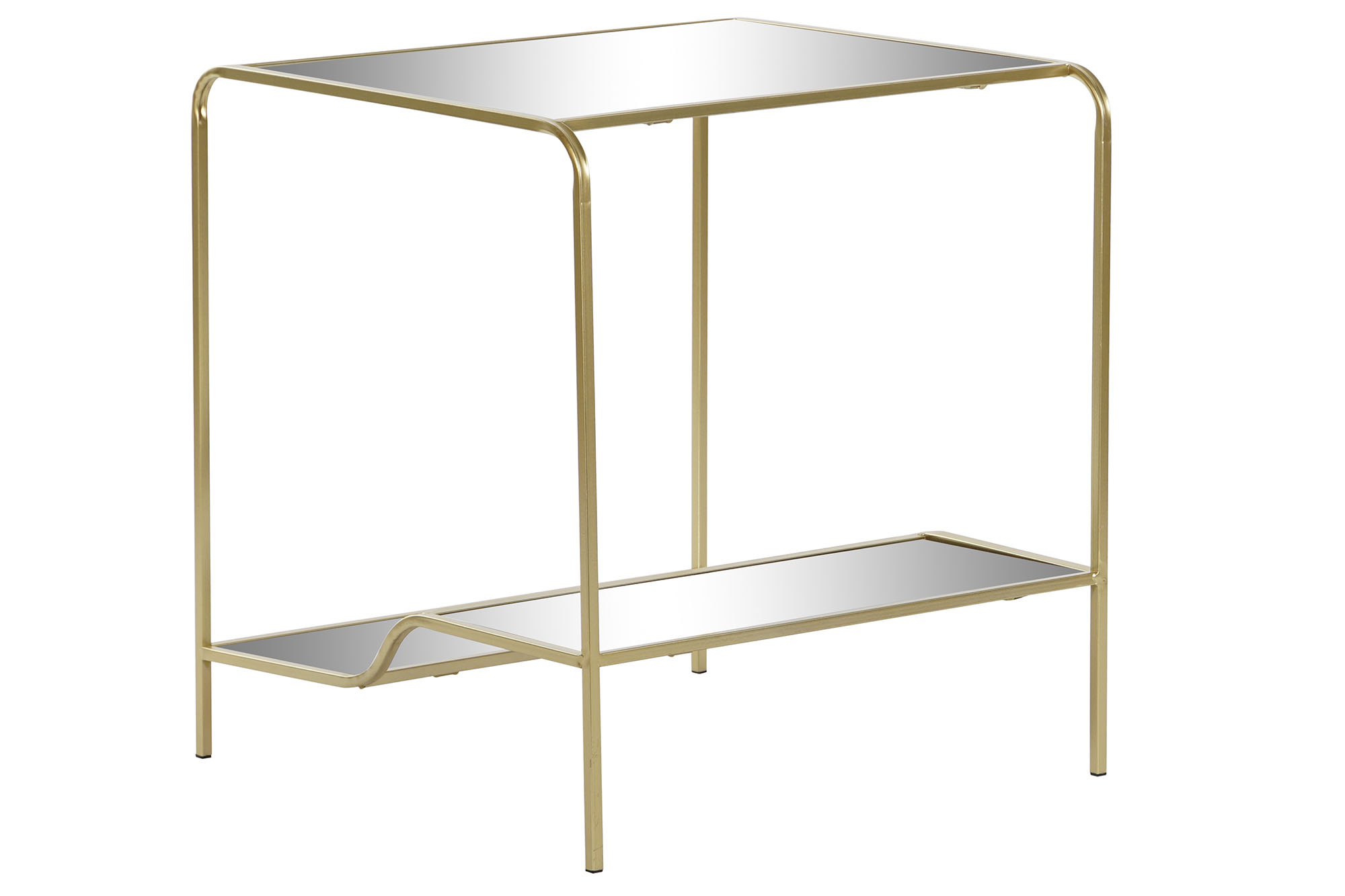 MESITA AUXILIAR METAL ESPEJO 50X50X55 MATE DORADO