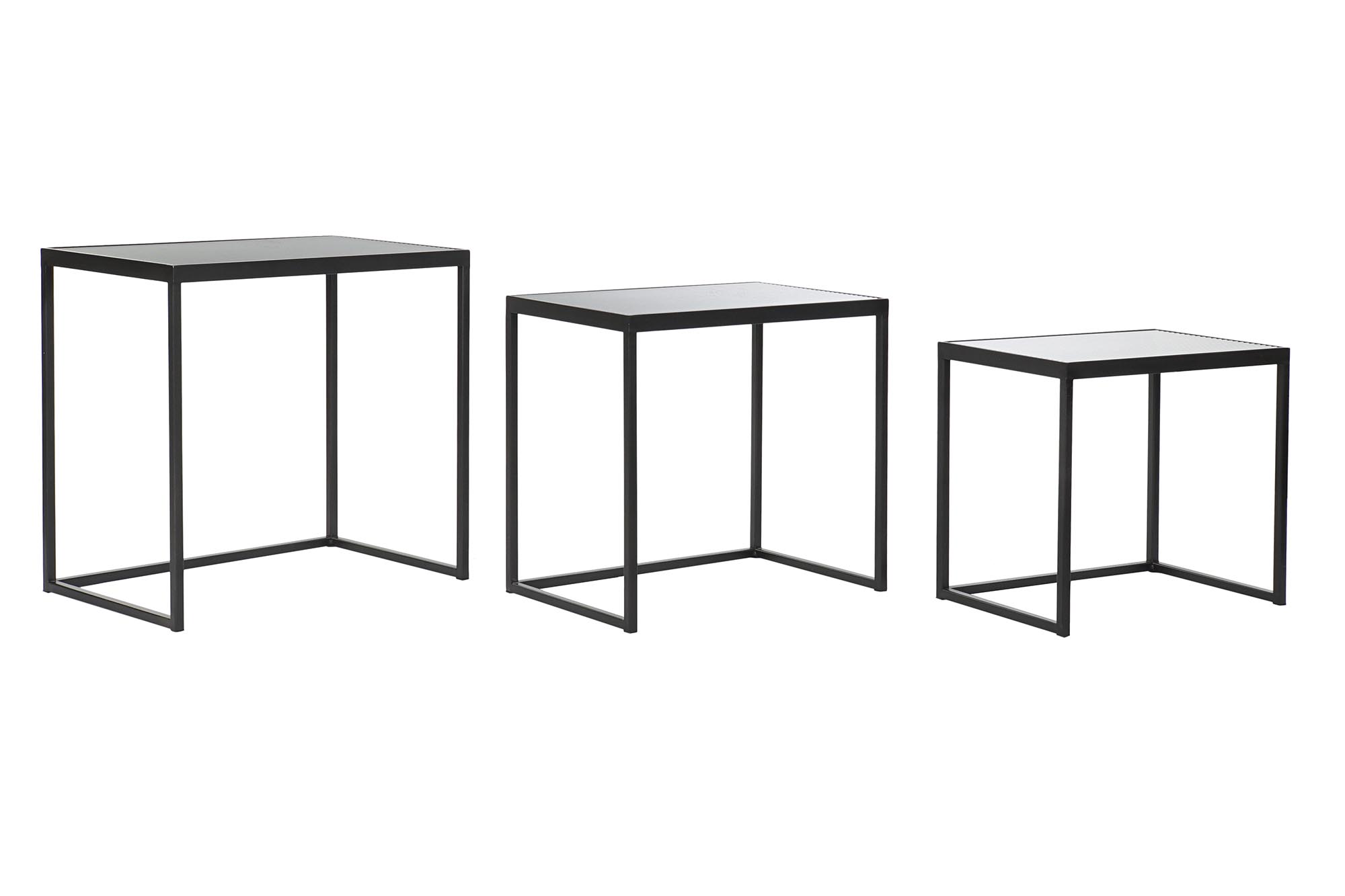 MESITA AUXILIAR SET 3 METAL CRISTAL 58X36,5X53,5