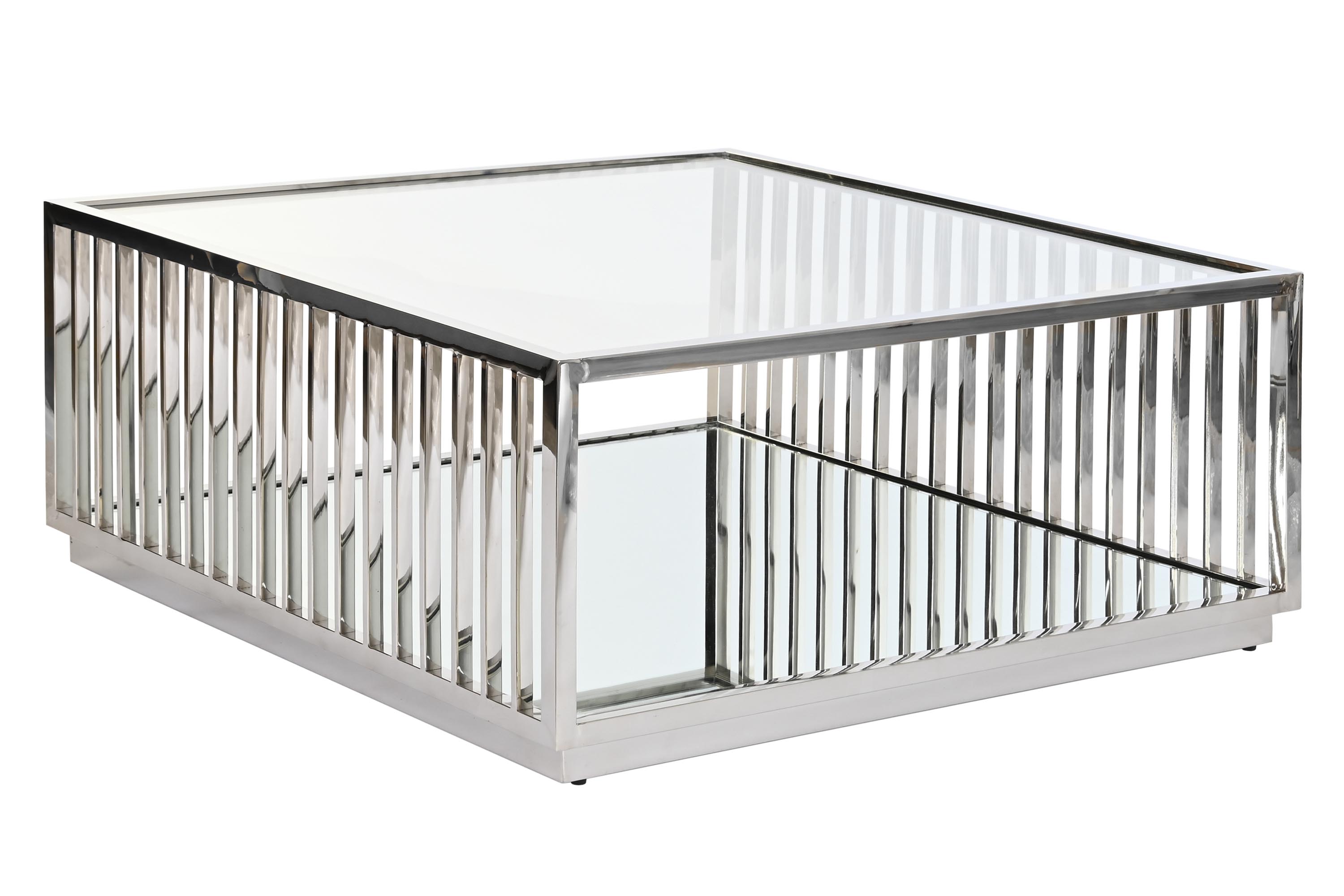MESA CENTRO ACERO ESPEJO 100X100X45 CROMADO