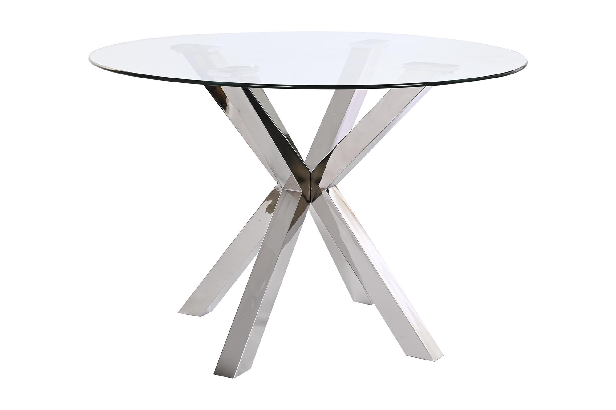 MESA COMEDOR ACERO CRISTAL 110X110X76 PLATEADO