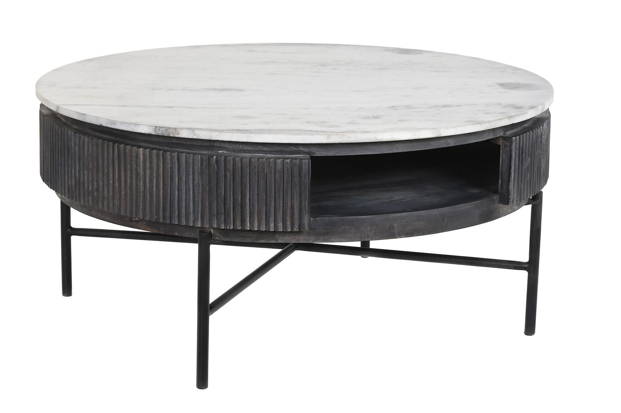 MESA CENTRO MANGO MARMOL 90X90X42 NEGRO