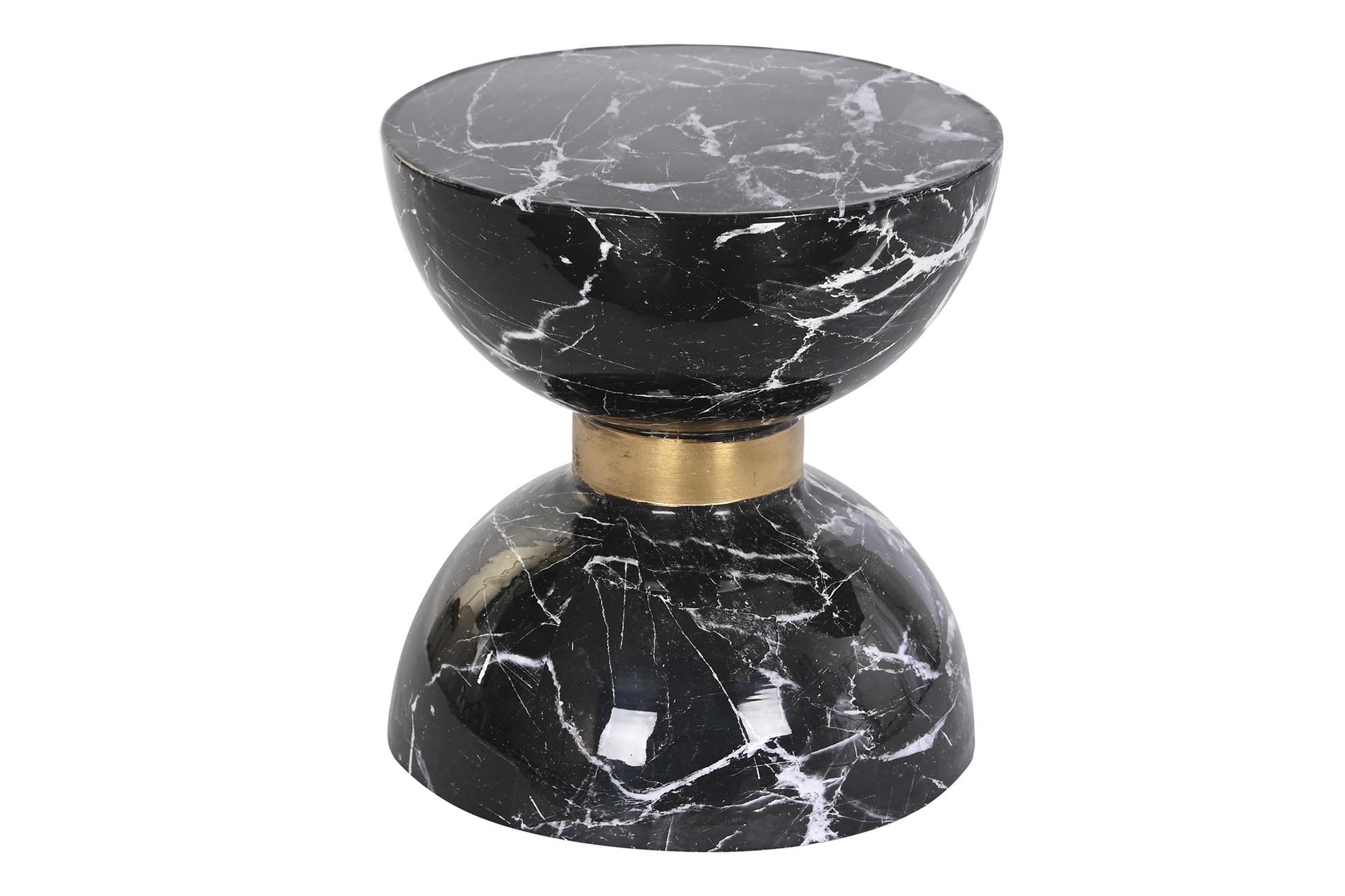 MESITA AUXILIAR HIERRO 33X33X35 SIMIL MARMOL NEGRO