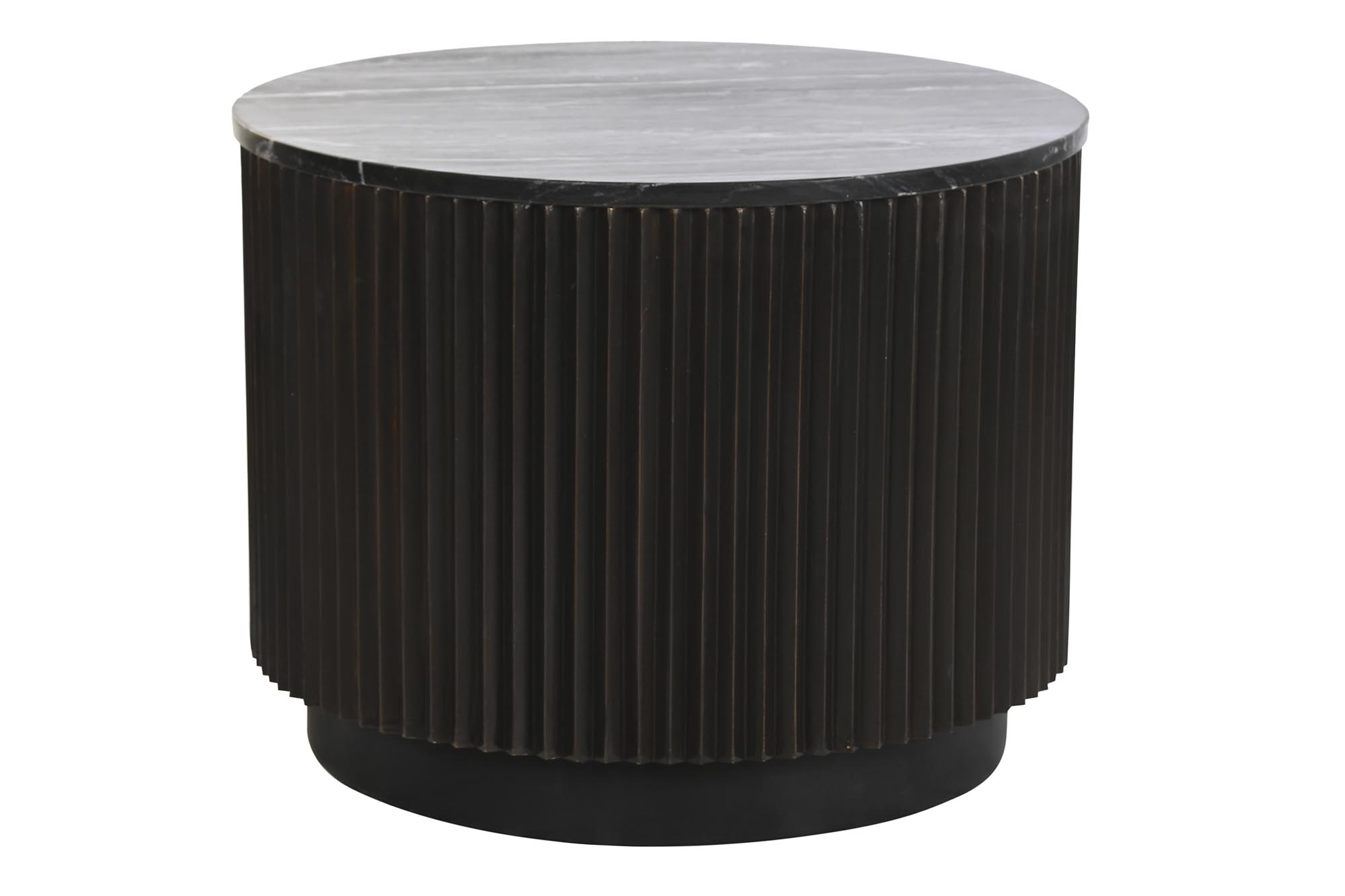 MESA CENTRO METAL MARMOL 61X61X41 NEGRO