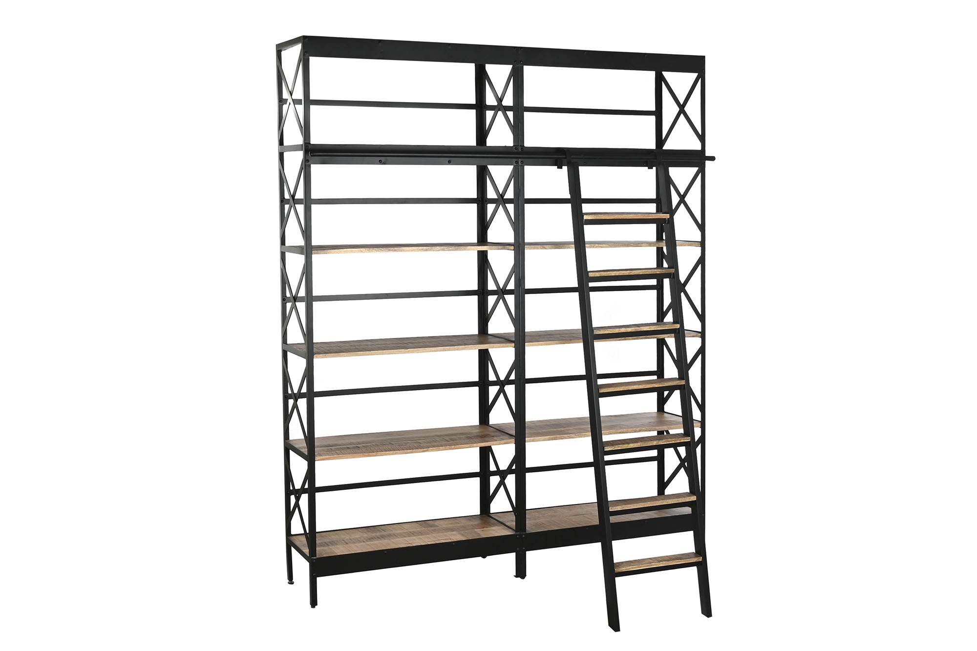 ESTANTERIA METAL MANGO 180X40X220 ESCALERA NEGRO