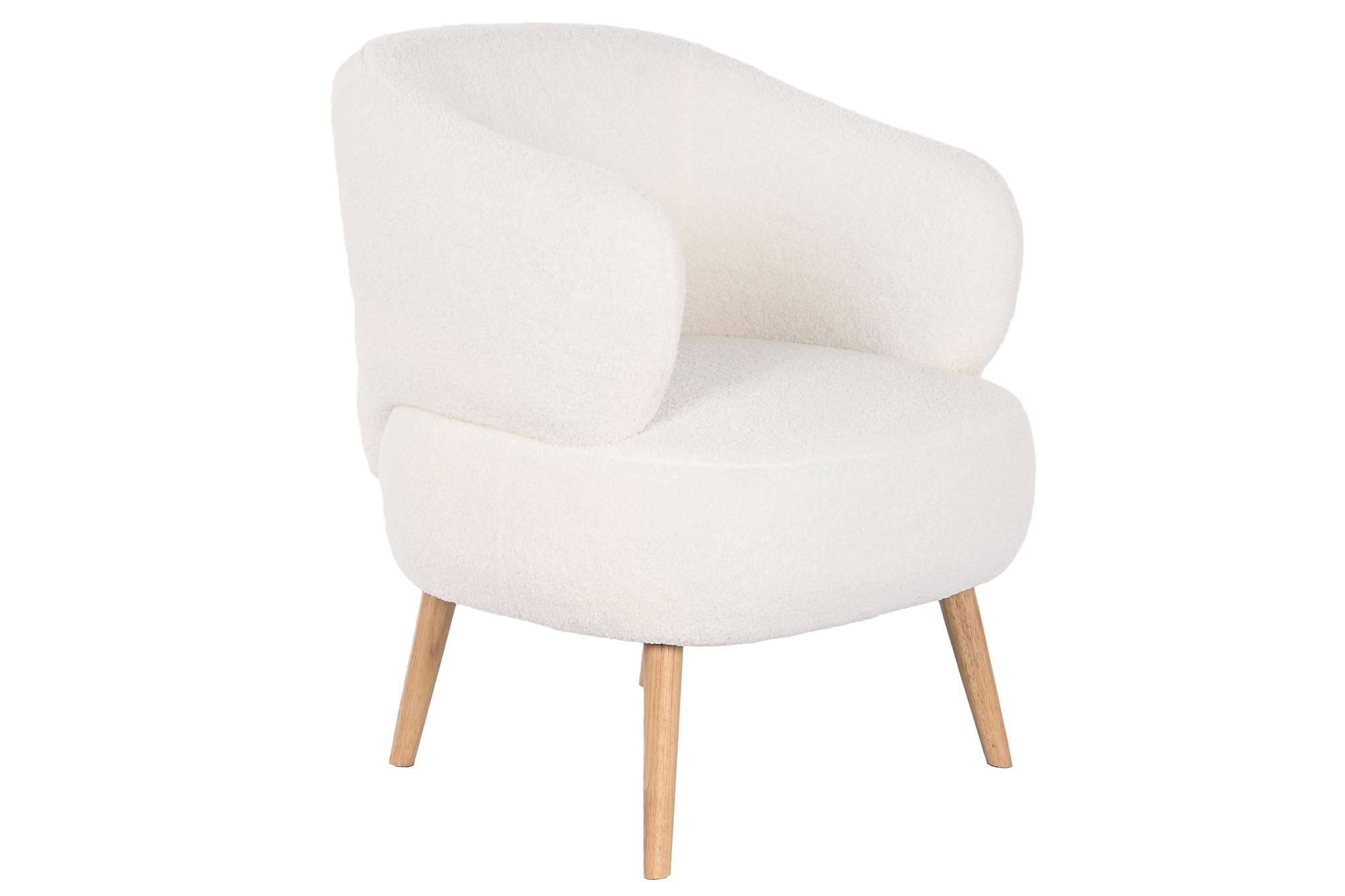 BUTACA POLIESTER MADERA 70X70X80 BORREGUITO BLANCO