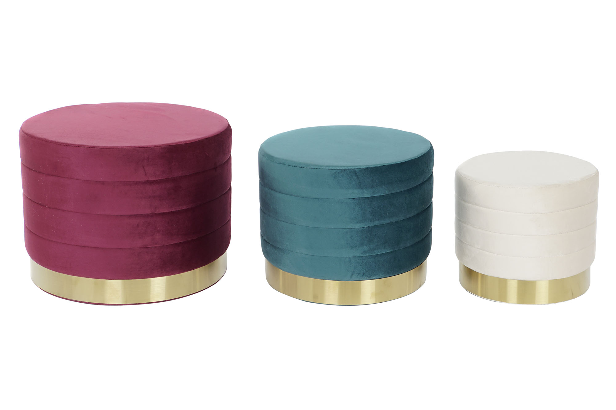 REPOSAPIES SET 3 POLIESTER MDF 60X60X45 TERCIOPELO