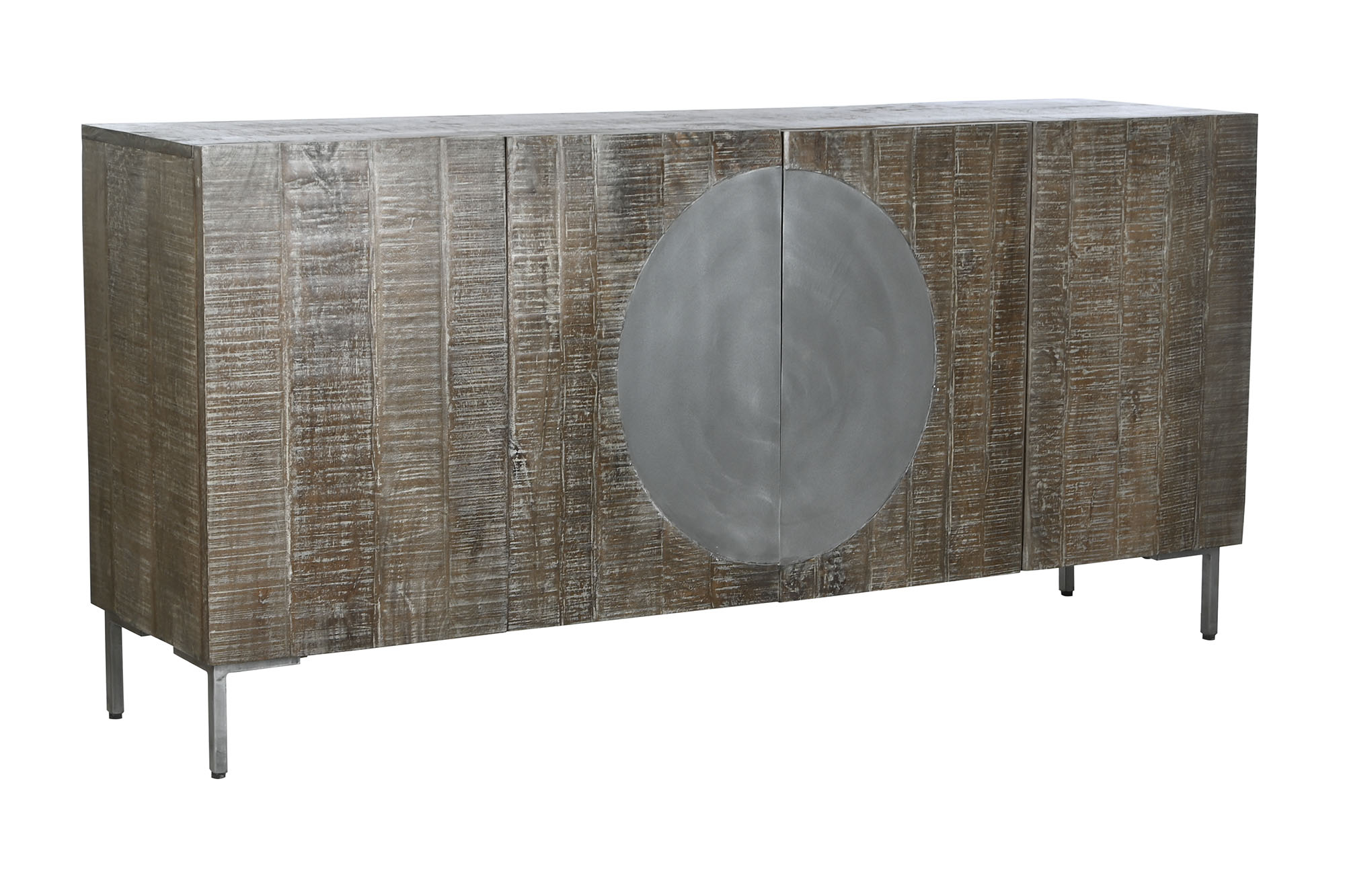 BUFFET MANGO METAL 180X40X80 CIRCULO MARRON OSCURO