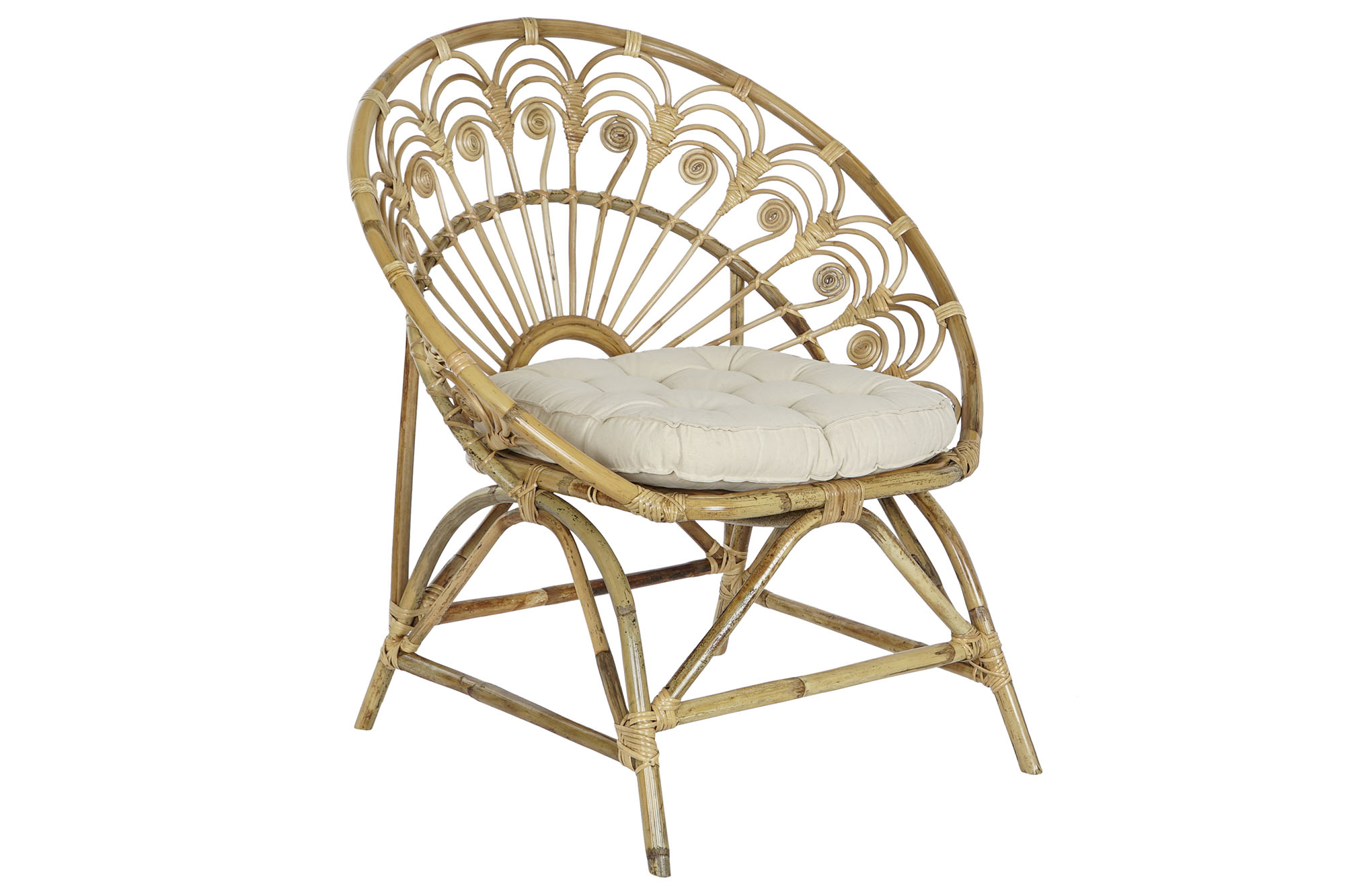 SILLON RATAN ALGODON 84X70X90 CON COJIN NATURAL