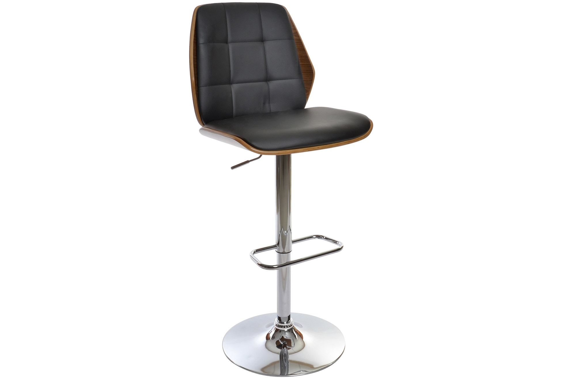 TABURETE PU NOGAL 50X52X121 AJUSTABLE CROMADO