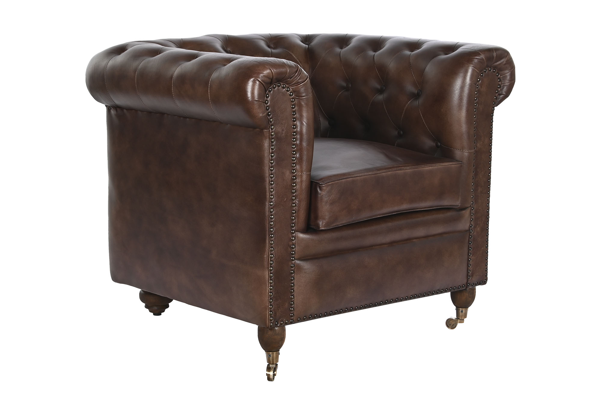 SILLON PIEL 84X77X77 CHESTER MARRON OSCURO