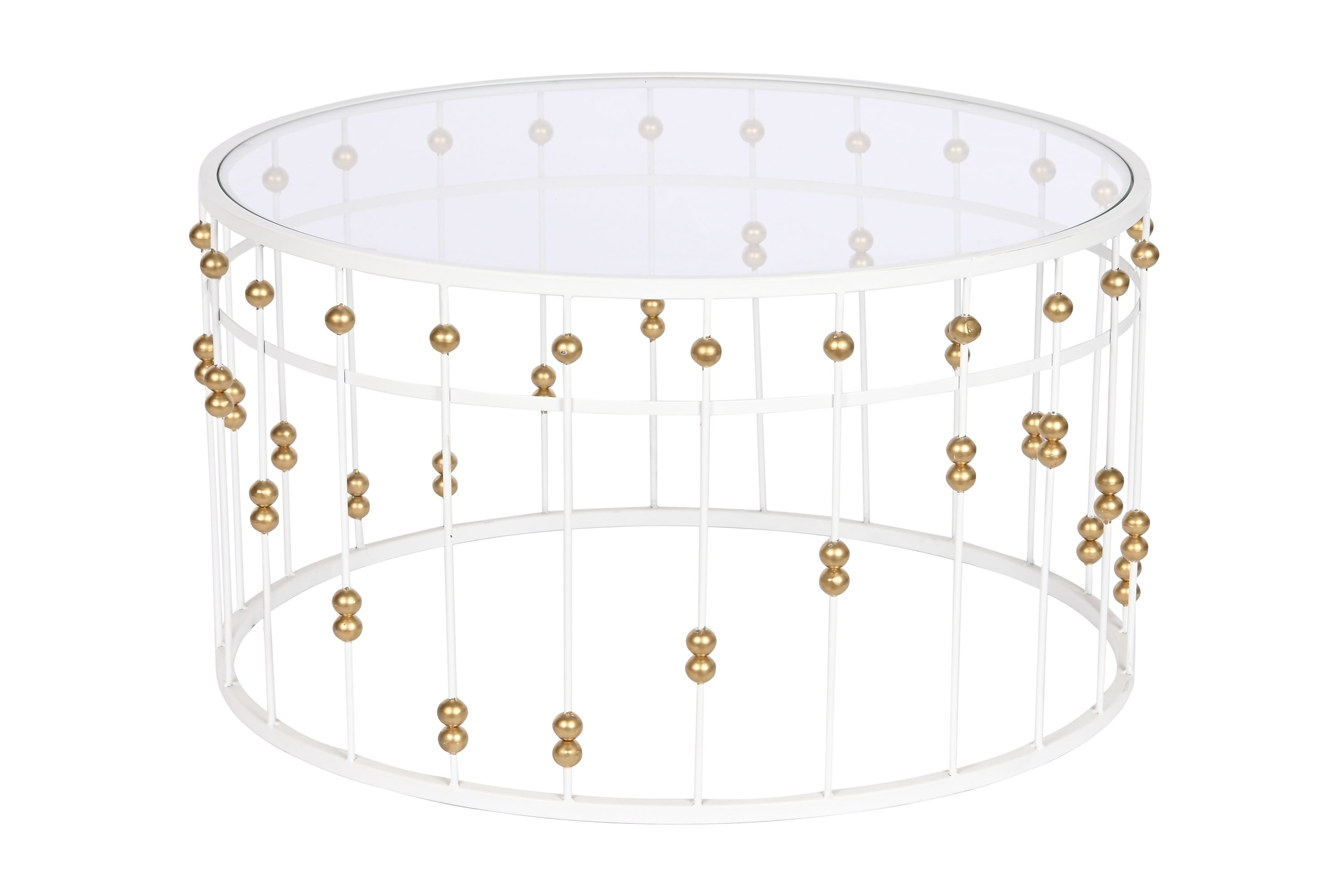 MESA CENTRO METAL CRISTAL 82X82X45 BLANCO