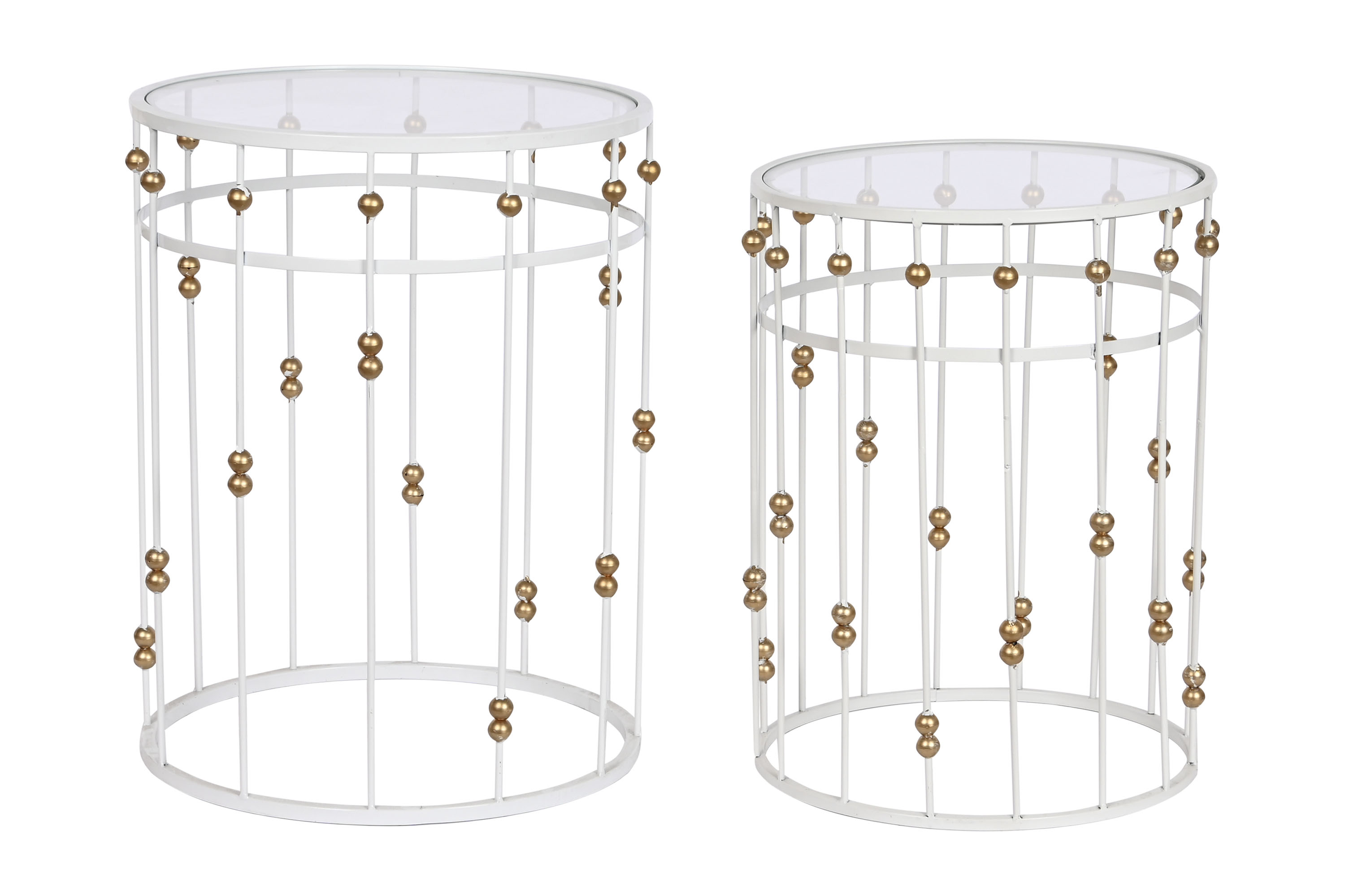 MESITA AUXILIAR SET 2 METAL CRISTAL 42X42X55 38X50