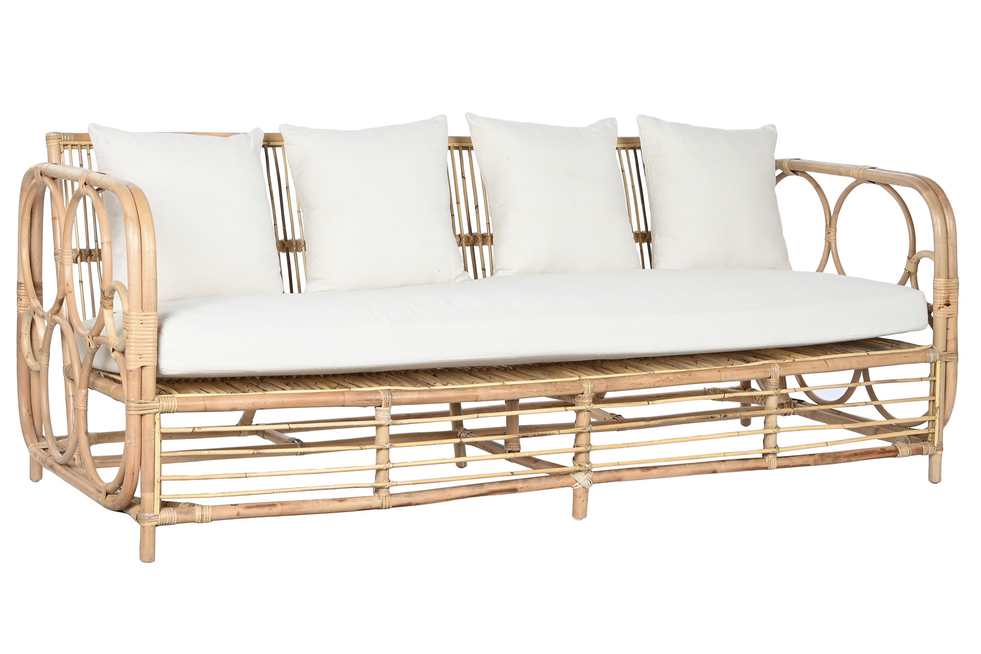 SOFA RATAN ALGODON 195X72X78 CON COJINES ALGOD N