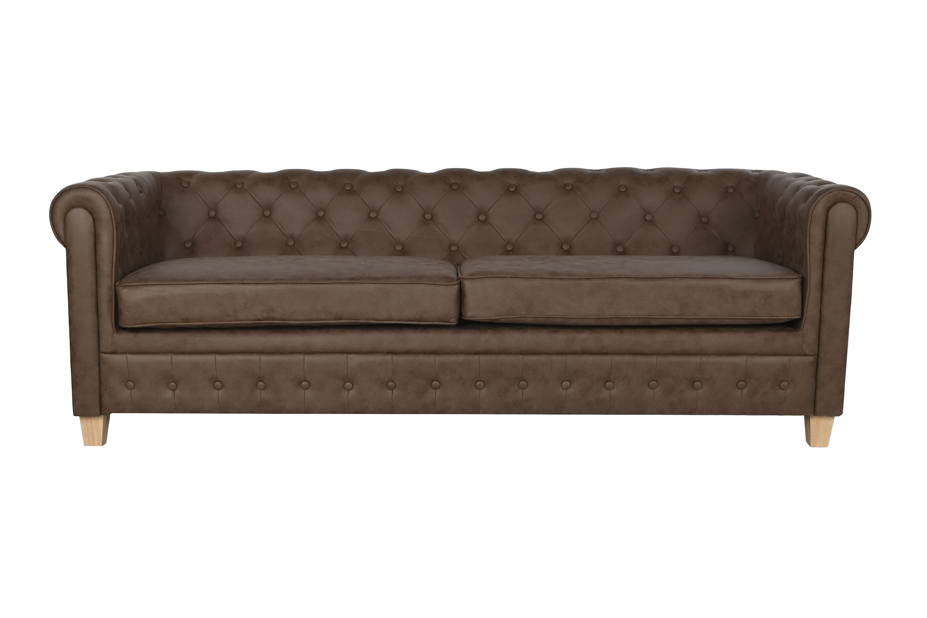 SOFA POLIESTER MADERA 216X78X70 3 PLAZAS MARRON