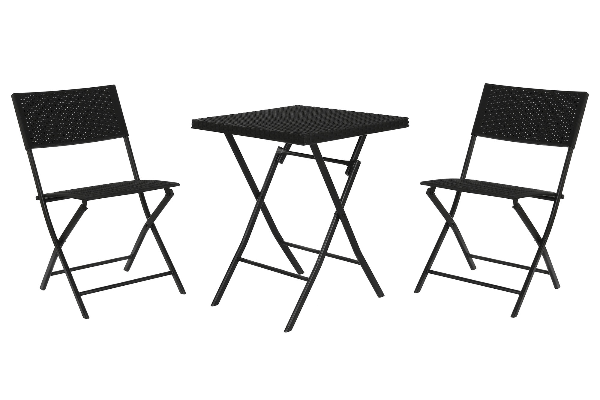 MESA SET 3 RATAN SINTETICO ACERO 58X58X71,5 NEGRO