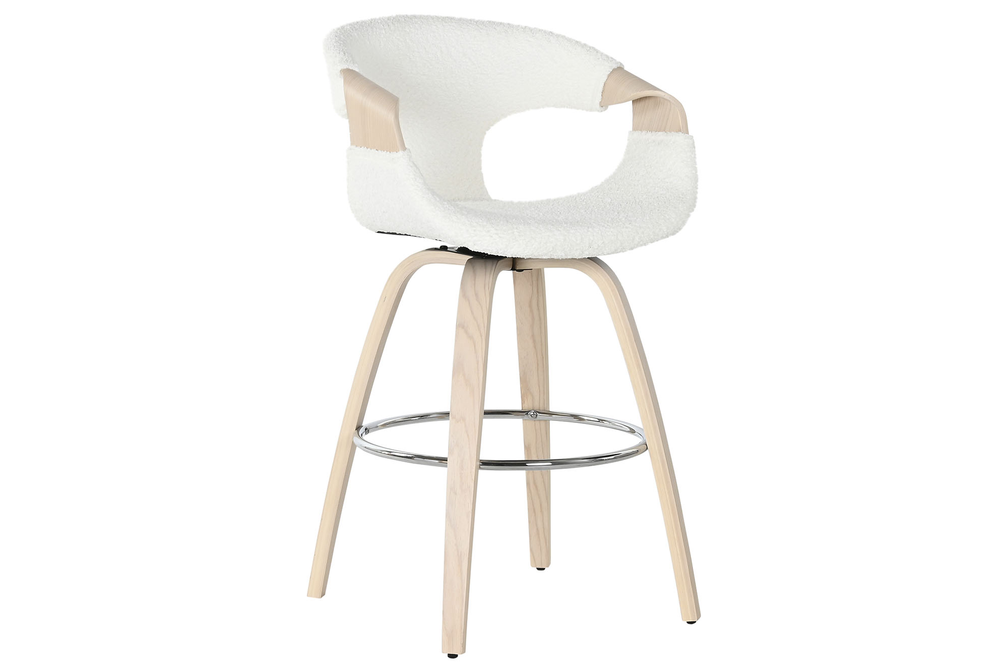 TABURETE MADERA POLIESTER 55,5X52,5X92,5 BLANCO