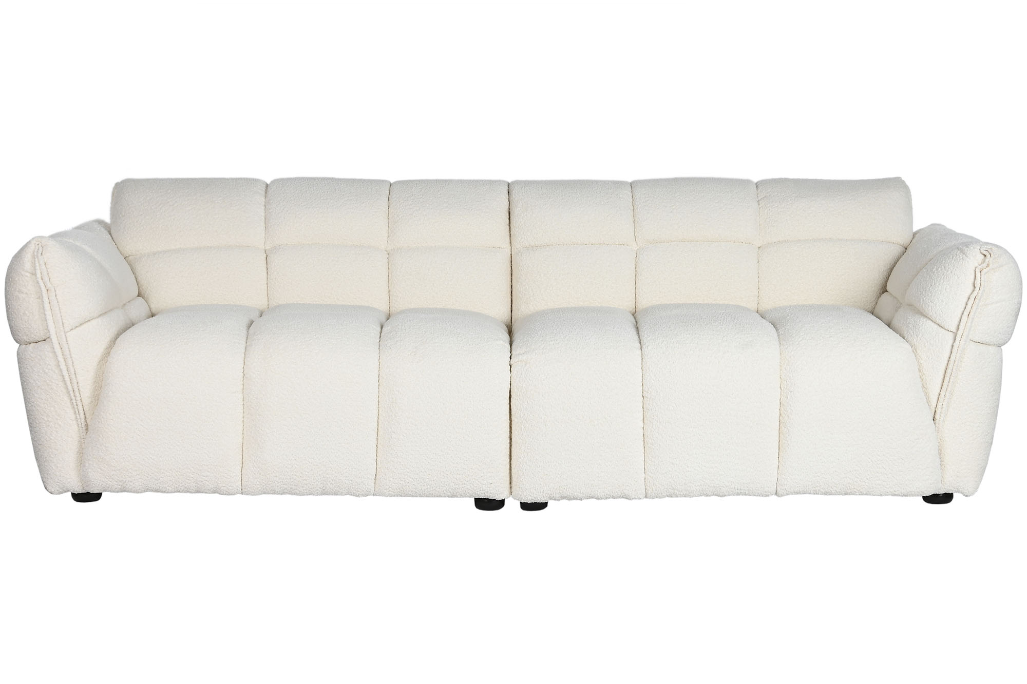 SOFA POLIESTER MADERA 260X108X82 BUCLE BLANCO