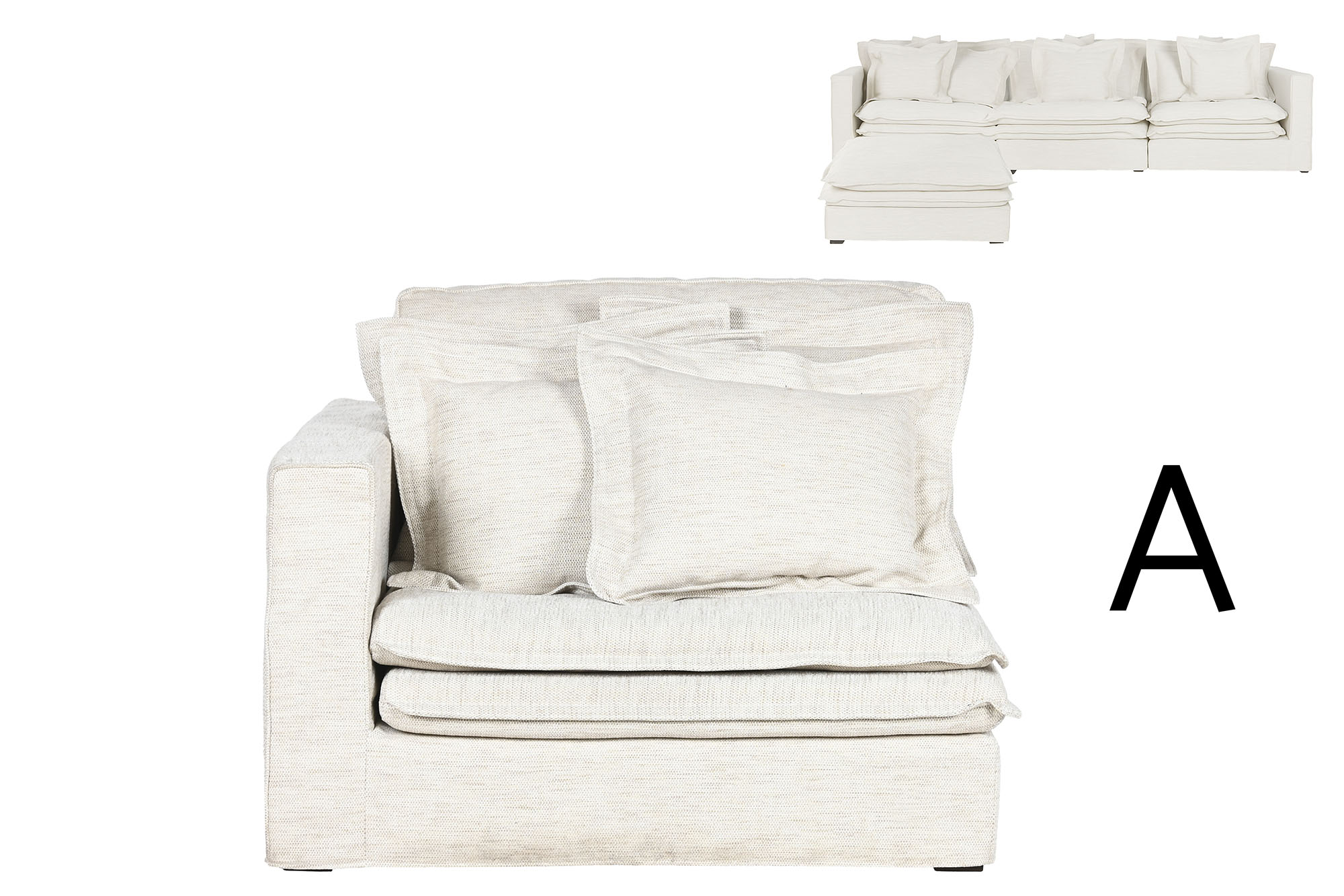 MODULO SOFA IZQ/DER POLIESTER 120X120X95 4 COJINES