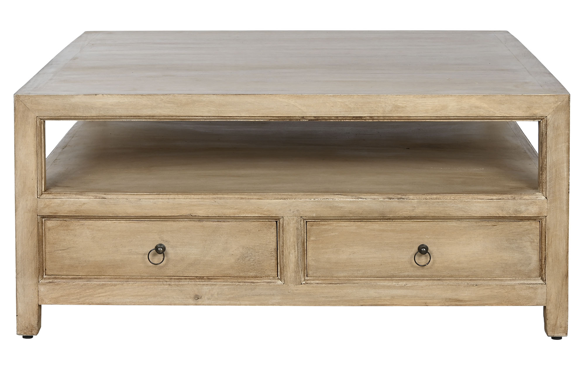 MESA CENTRO MADERA MANGO 100,5X100,5X45 CAJONES