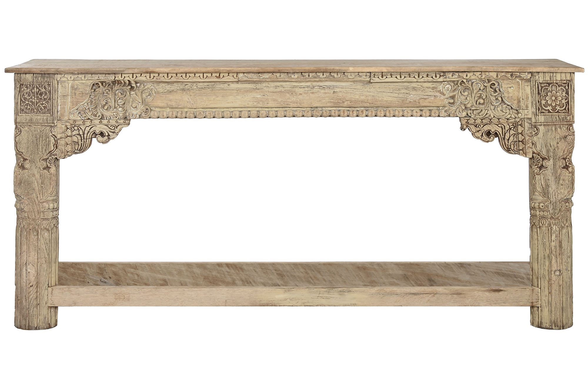 CONSOLA MADERA TALLADA TECA 182X46X85 PIEZA UNICA