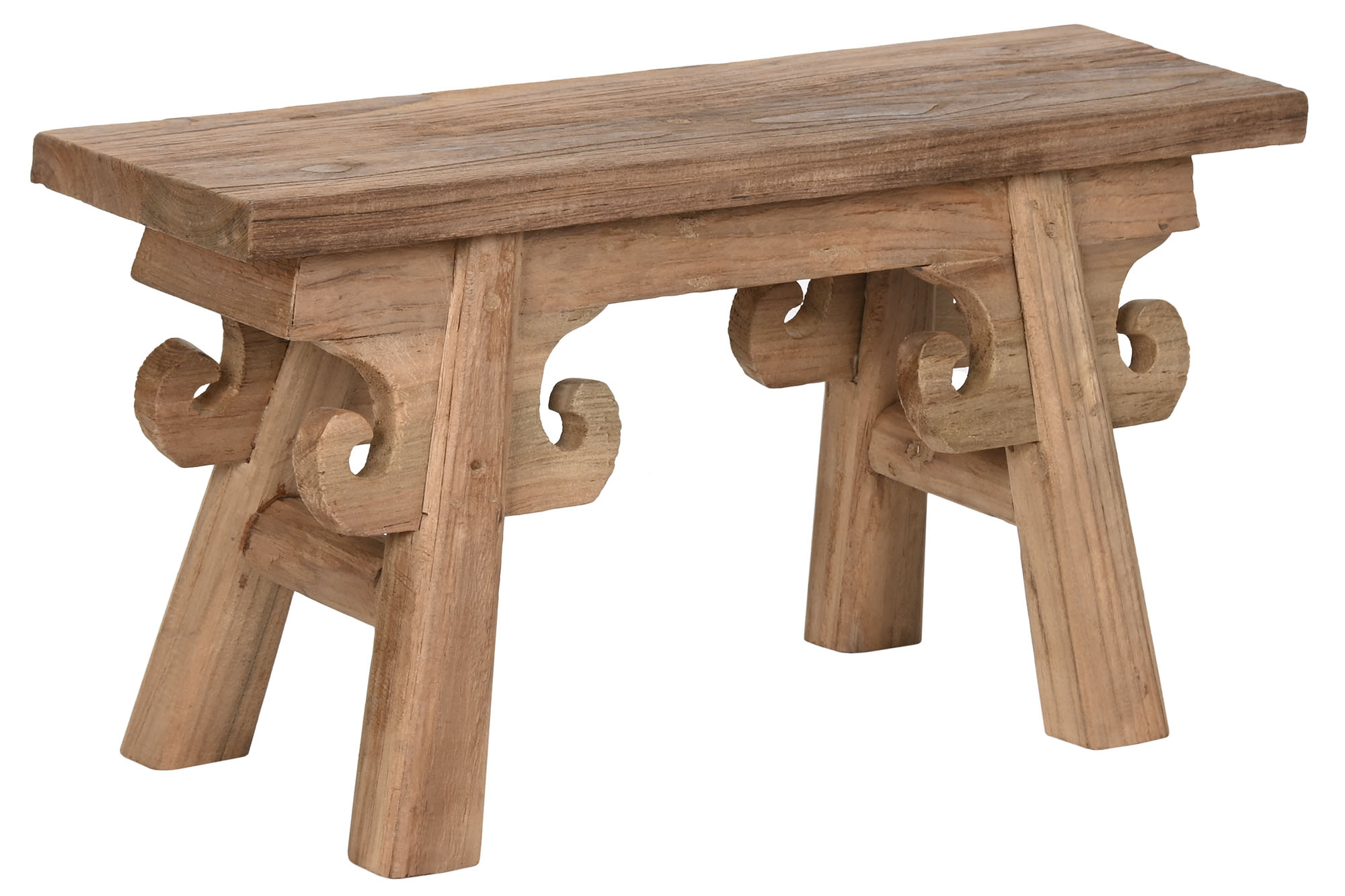 TABURETE TECA RECICLADA 65X17X32 TALLADA NATURAL 1