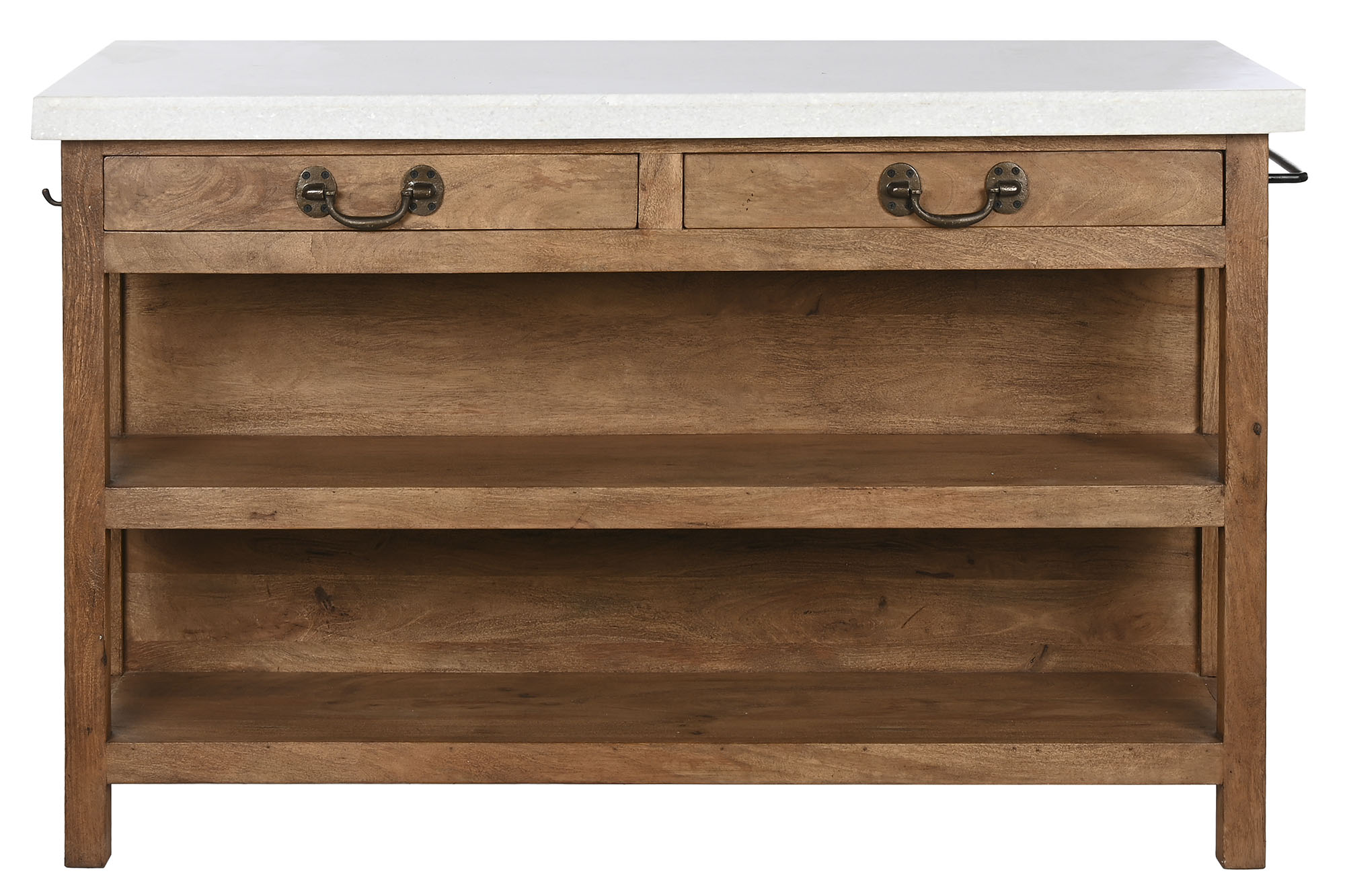 ISLA COCINA MADERA MARMOL 147X77X92 2 CAJONES
