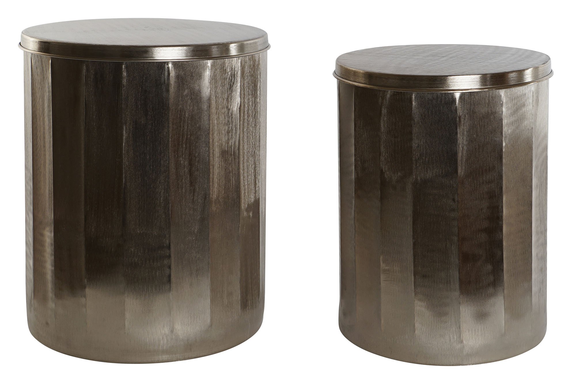 MESITA AUXILIAR SET 2 METAL 42X42X52 TAPA DORADO