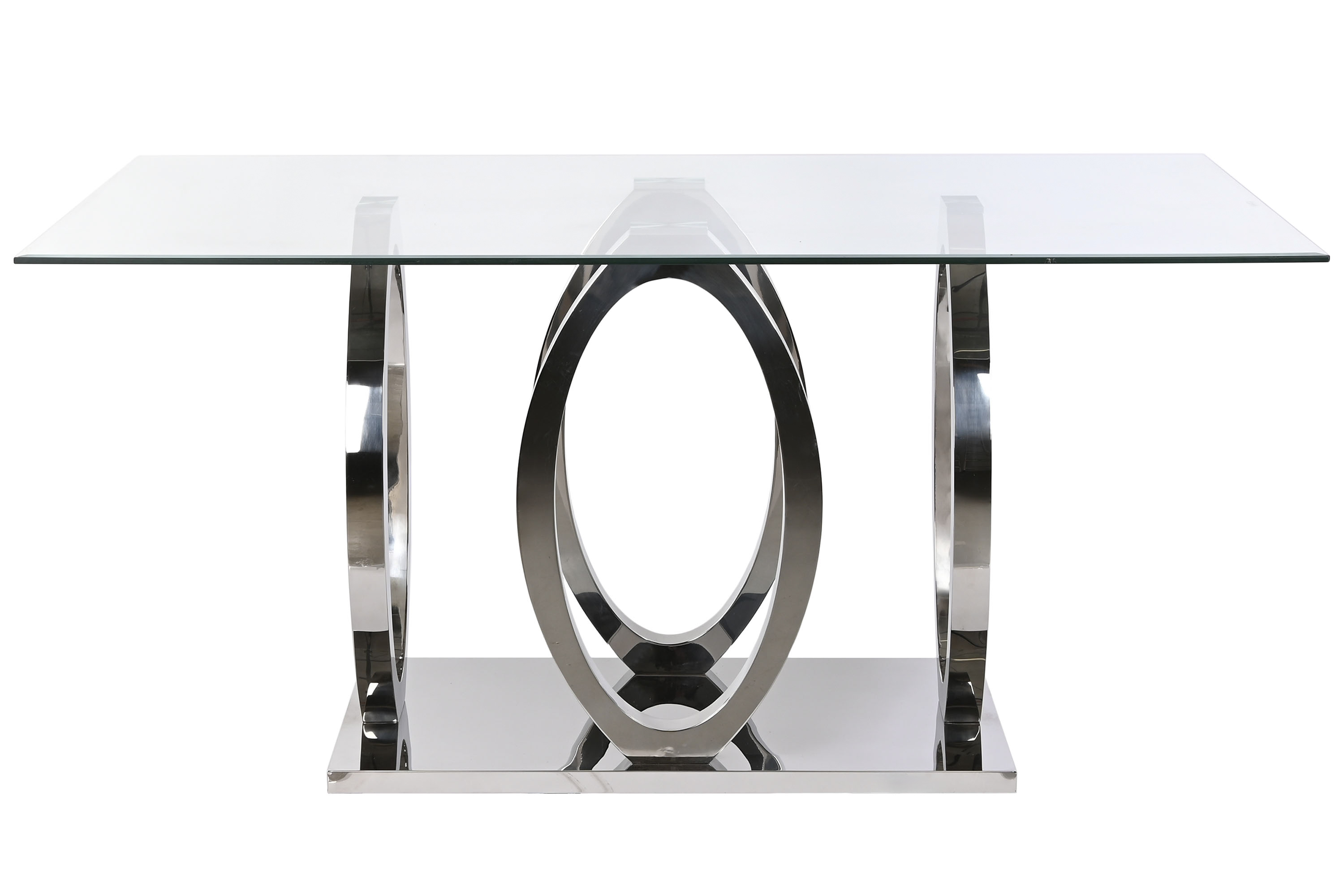 MESA COMEDOR ACERO CRISTAL TEMPLADO 160X90X76
