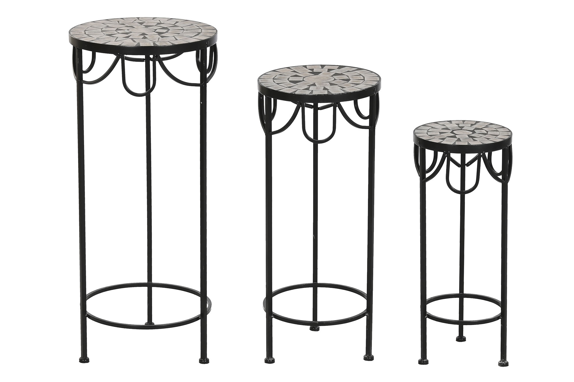 MESITA AUXILIAR SET 3 FORJA 30X30X69 MOSAICO