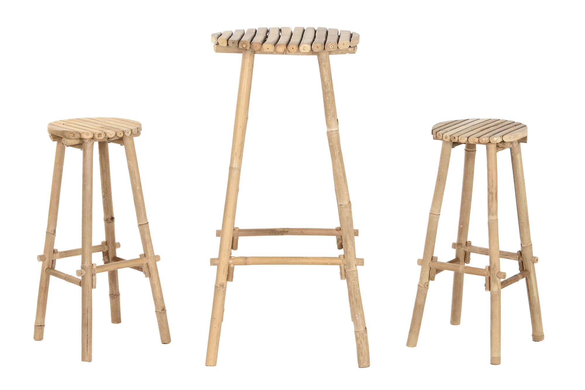 MESA BAR SET 3 BAMBU 50X50X105 2 TABURETES