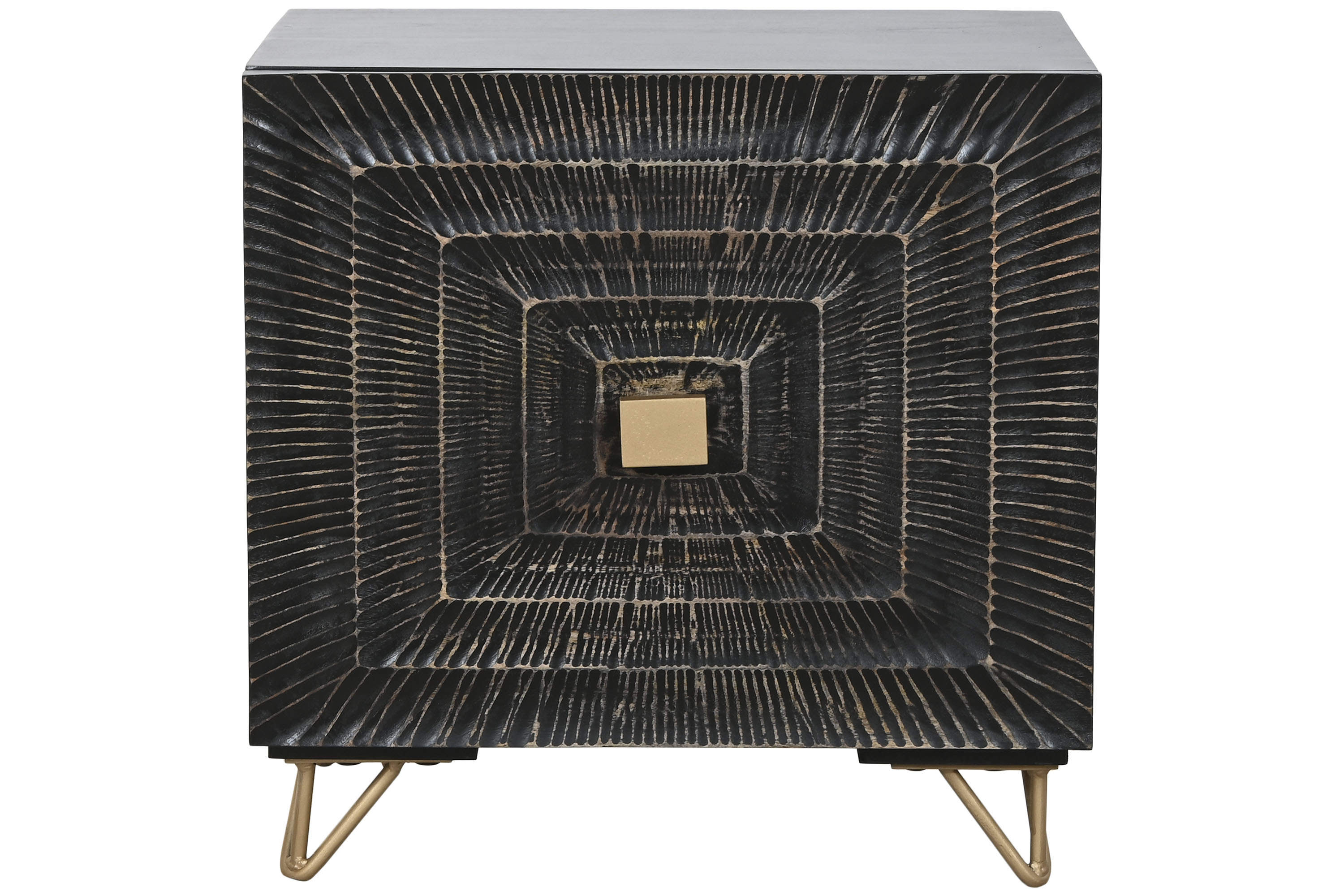 MESITA DE NOCHE MANGO METAL 50X40X50 MANDALA NEGRO