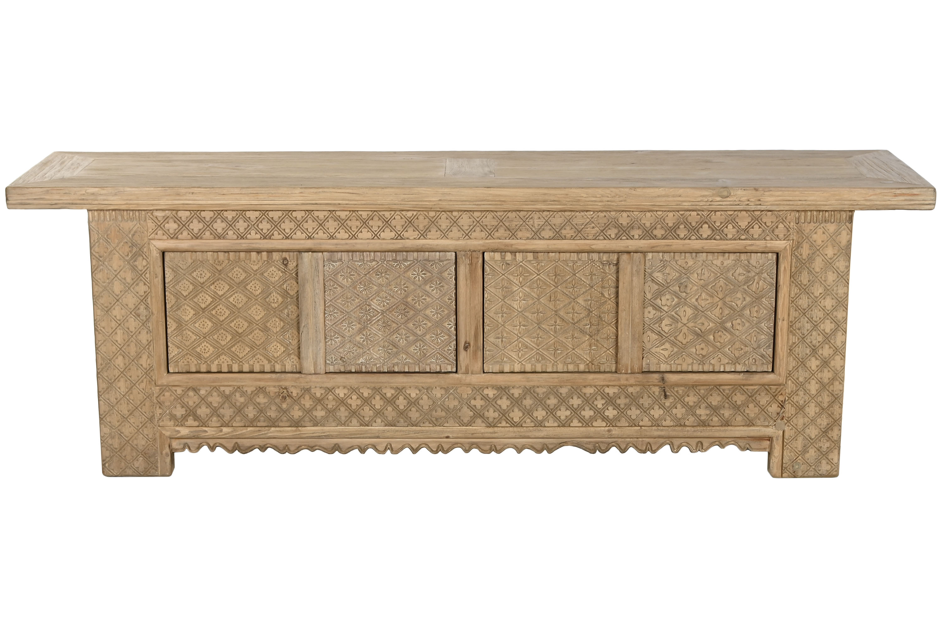 MUEBLE TV OLMO MACIZO 180X44X60 TALLADO NATURAL