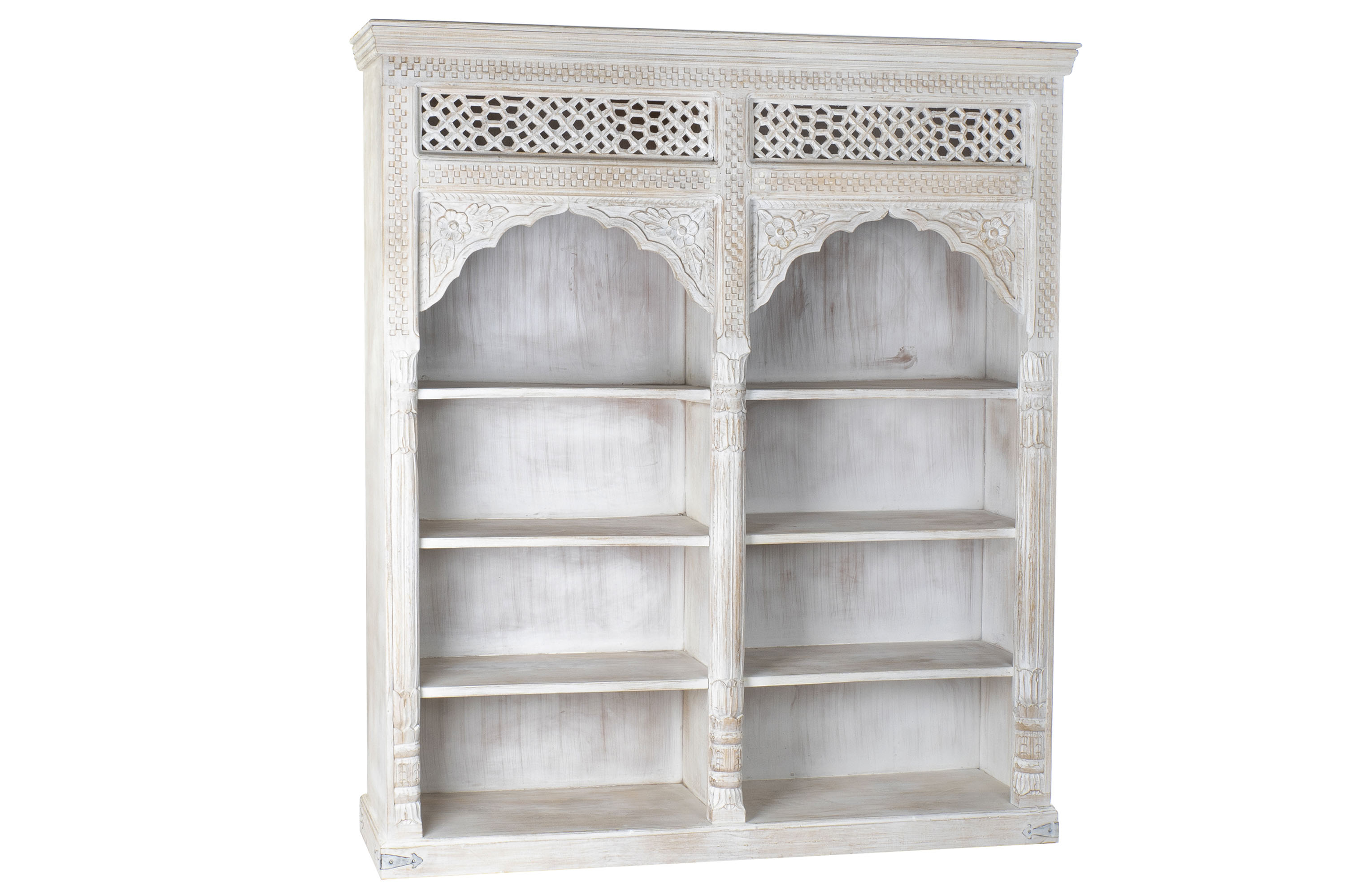 ESTANTERIA MANGO MDF 180X40X200 TALLADO BLANCO