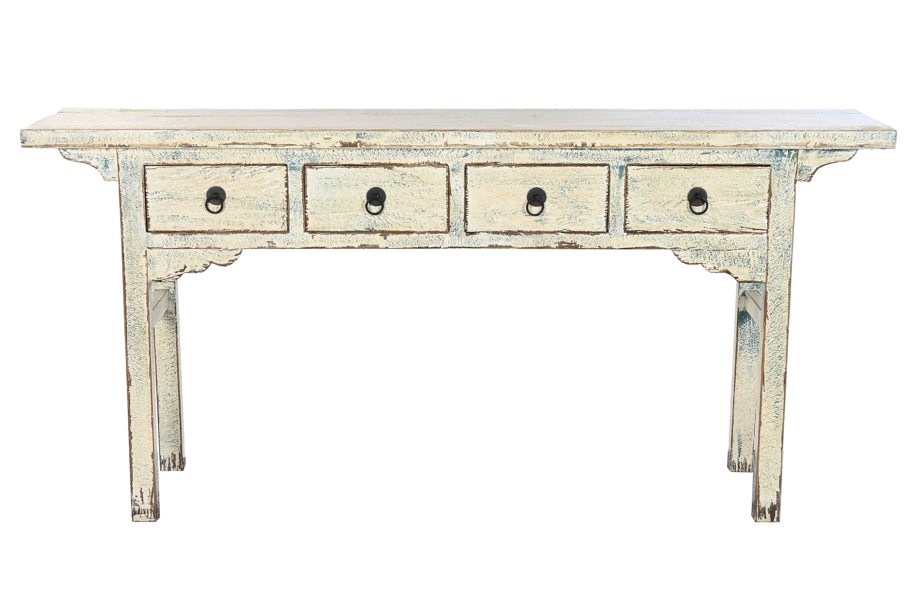 CONSOLA OLMO MACIZO 178X38X85 4 CAJ LACADO BICOLOR