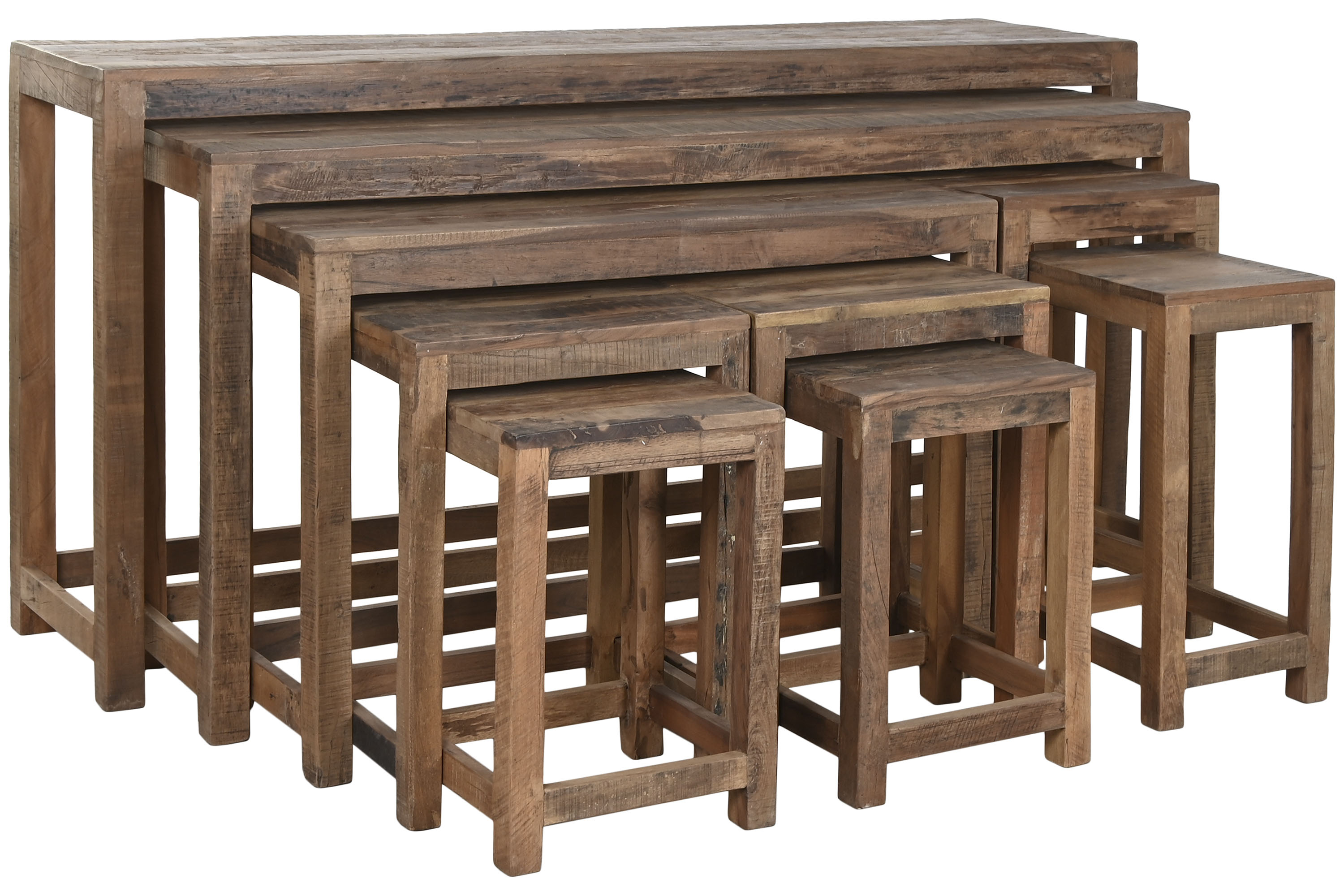 CONSOLA SET 9 MADERA RECICLADA 160,5X40X81 MESITAS