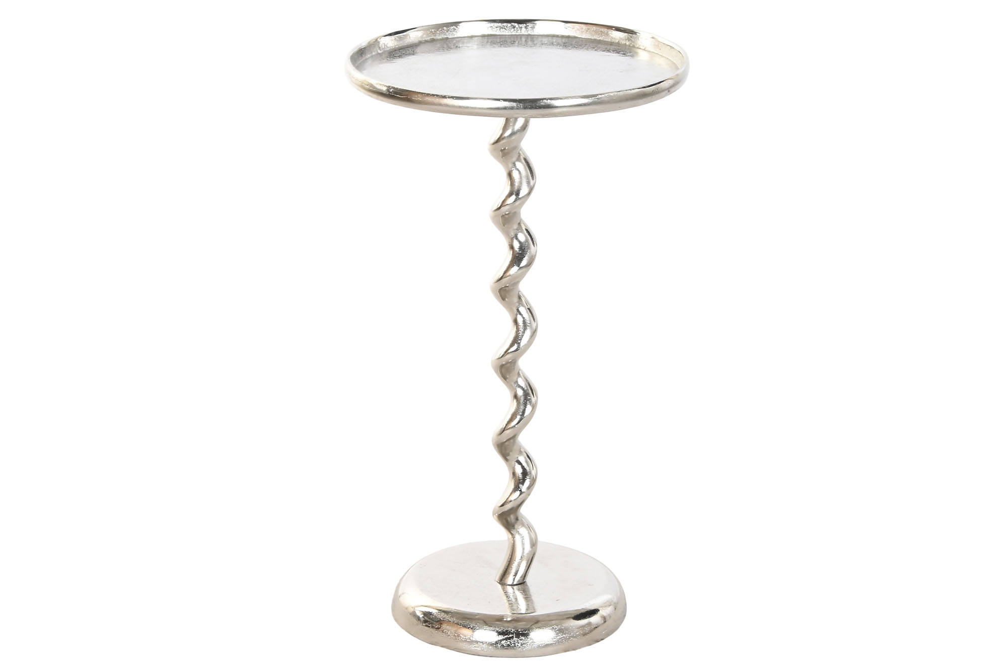 MESITA AUXILIAR ALUMINIO 35X35X61 ESPIRAL PLATEADO