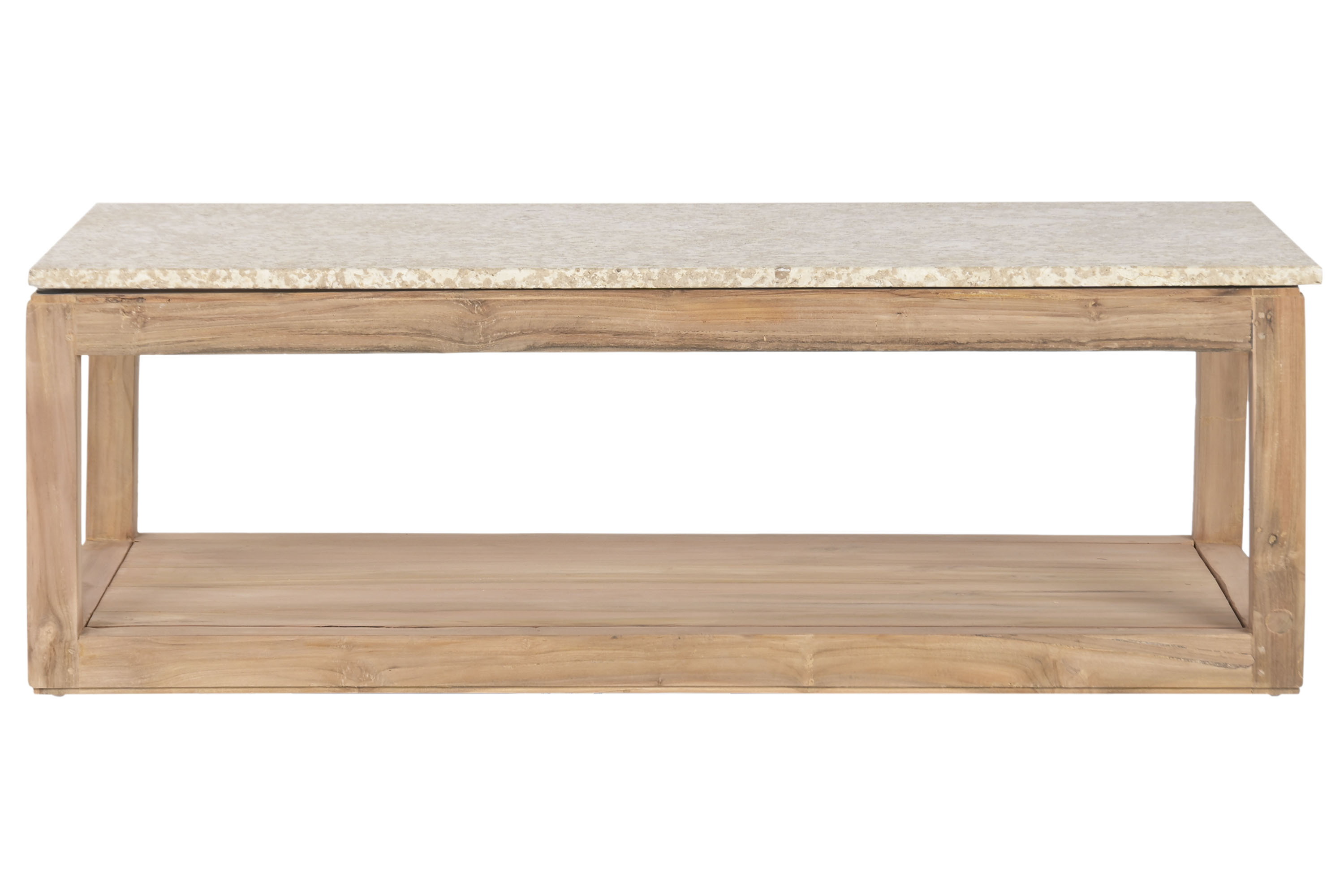 MESA CENTRO MADERA RECICLADA MARMOL 120X60X40