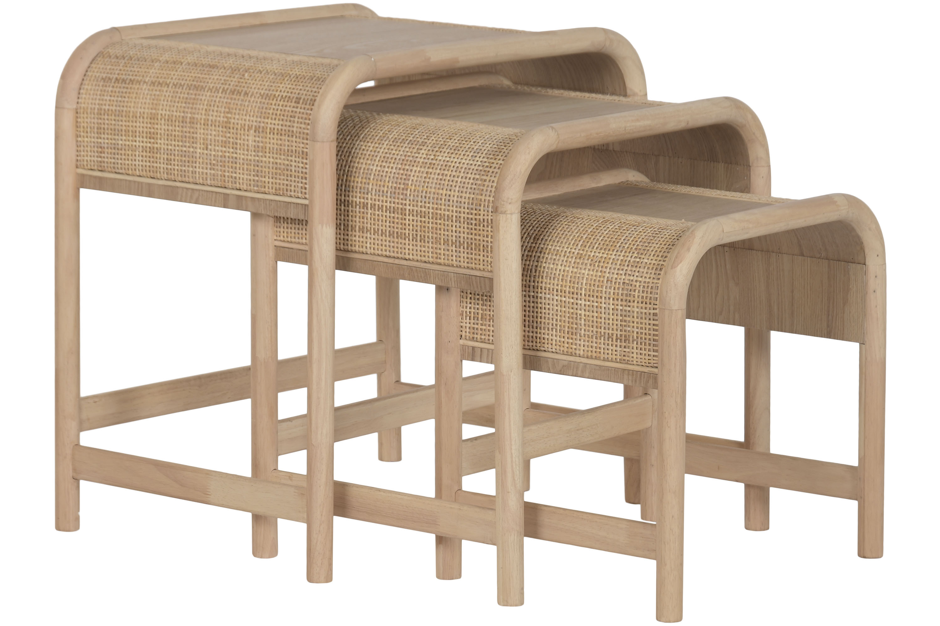 MESITA AUXILIAR SET 3 ABETO RATAN 60X40X57 NATURAL