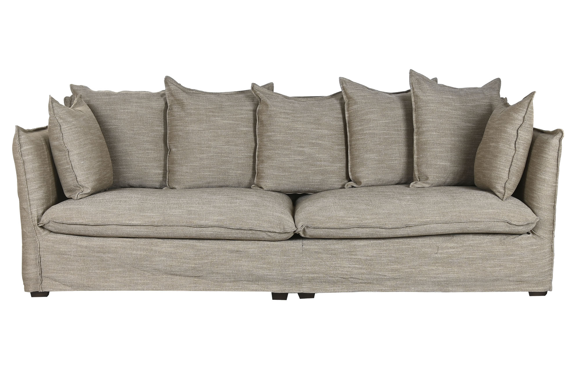 SOFA LINO POLIESTER 260X104X90 CON 7 COJINES VERDE