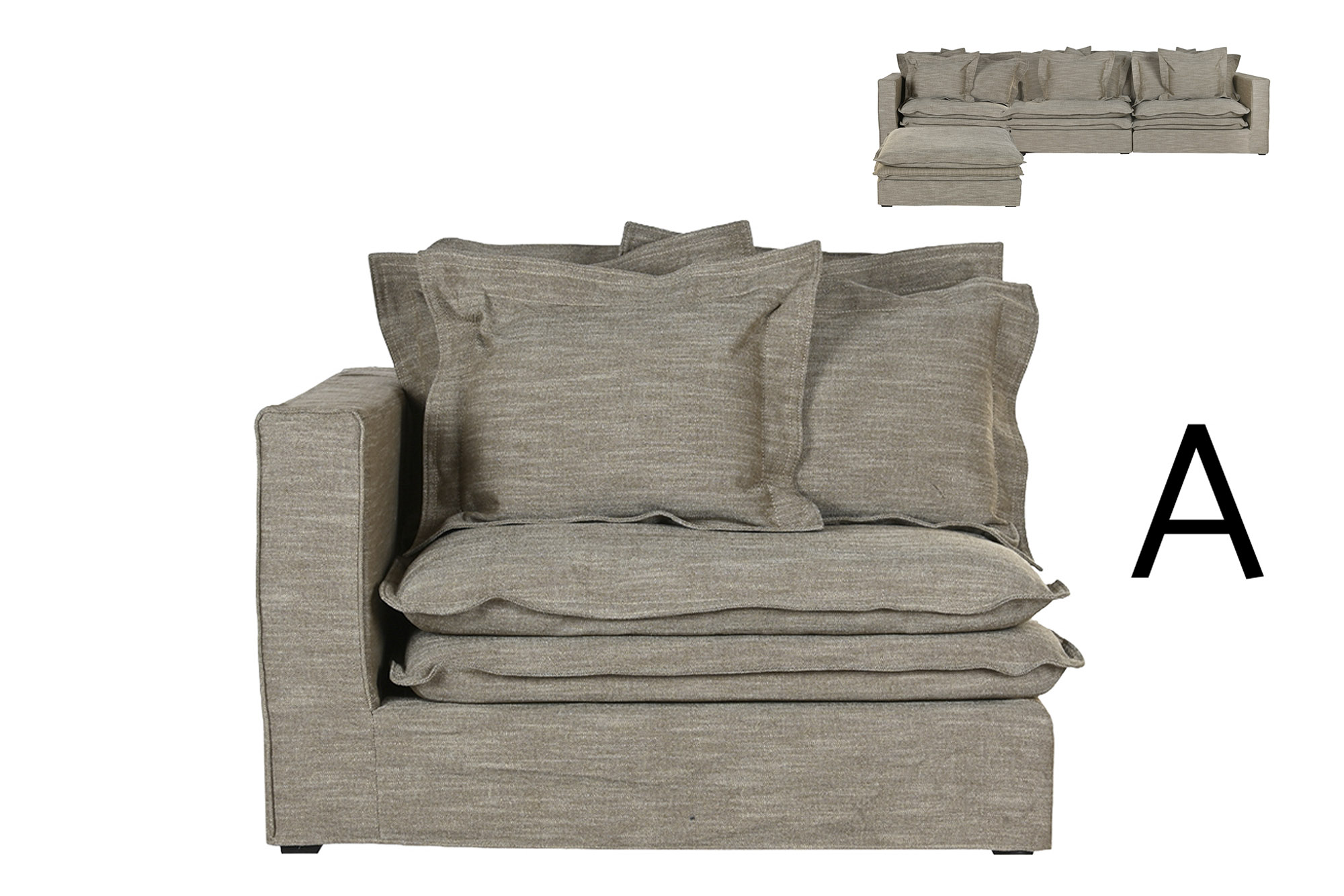 MODULO SOFA IZQ/DER POLIESTER 120X120X95 4 COJINES