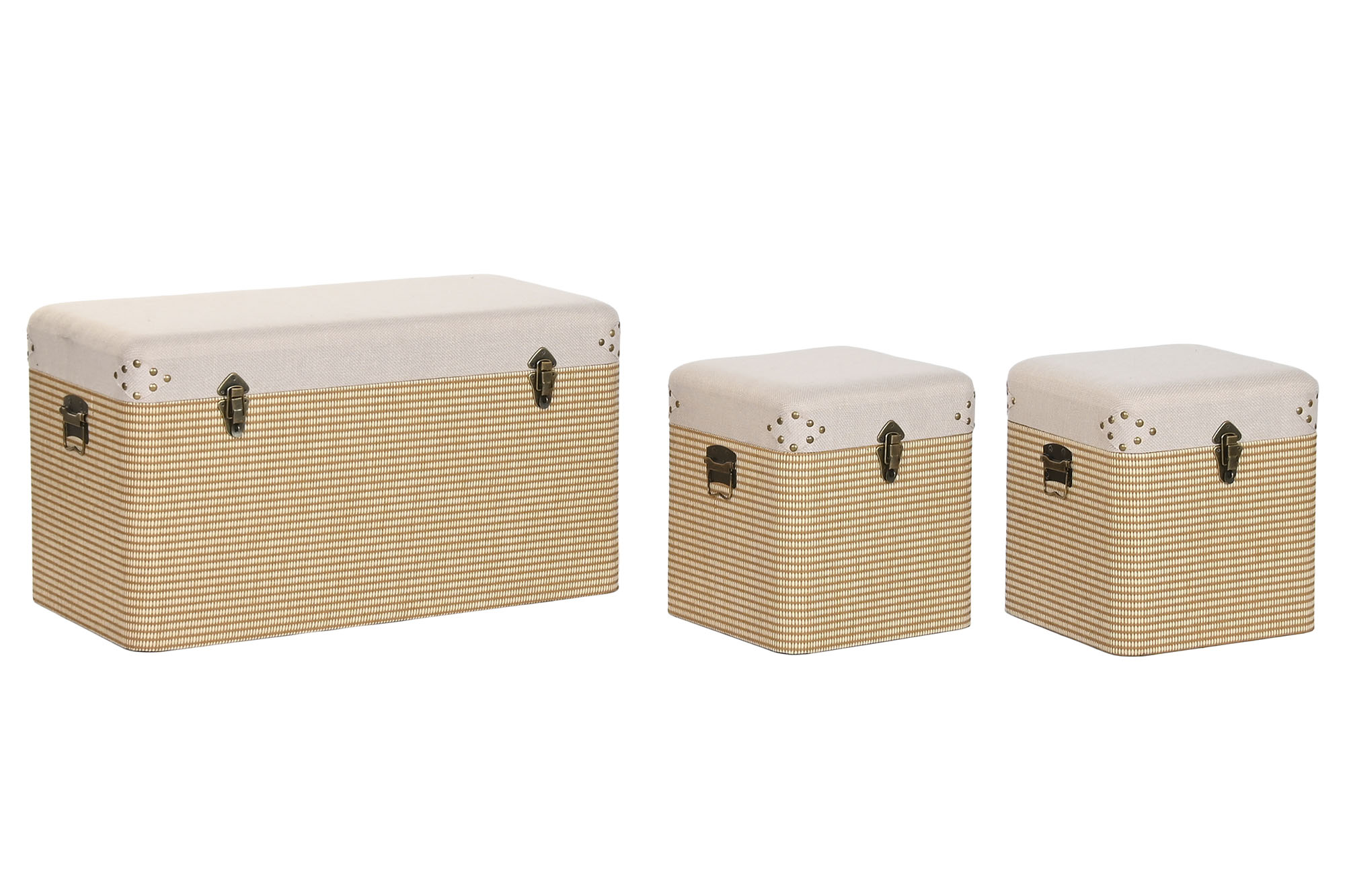 BAUL SET 3 POLIESTER MADERA 80X40X45 BEIGE