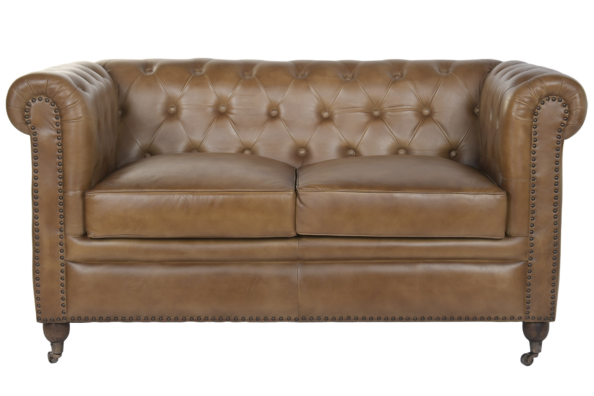 SOFA PIEL 148X80X76 2 PLAZAS CUERO ENVEJECIDO