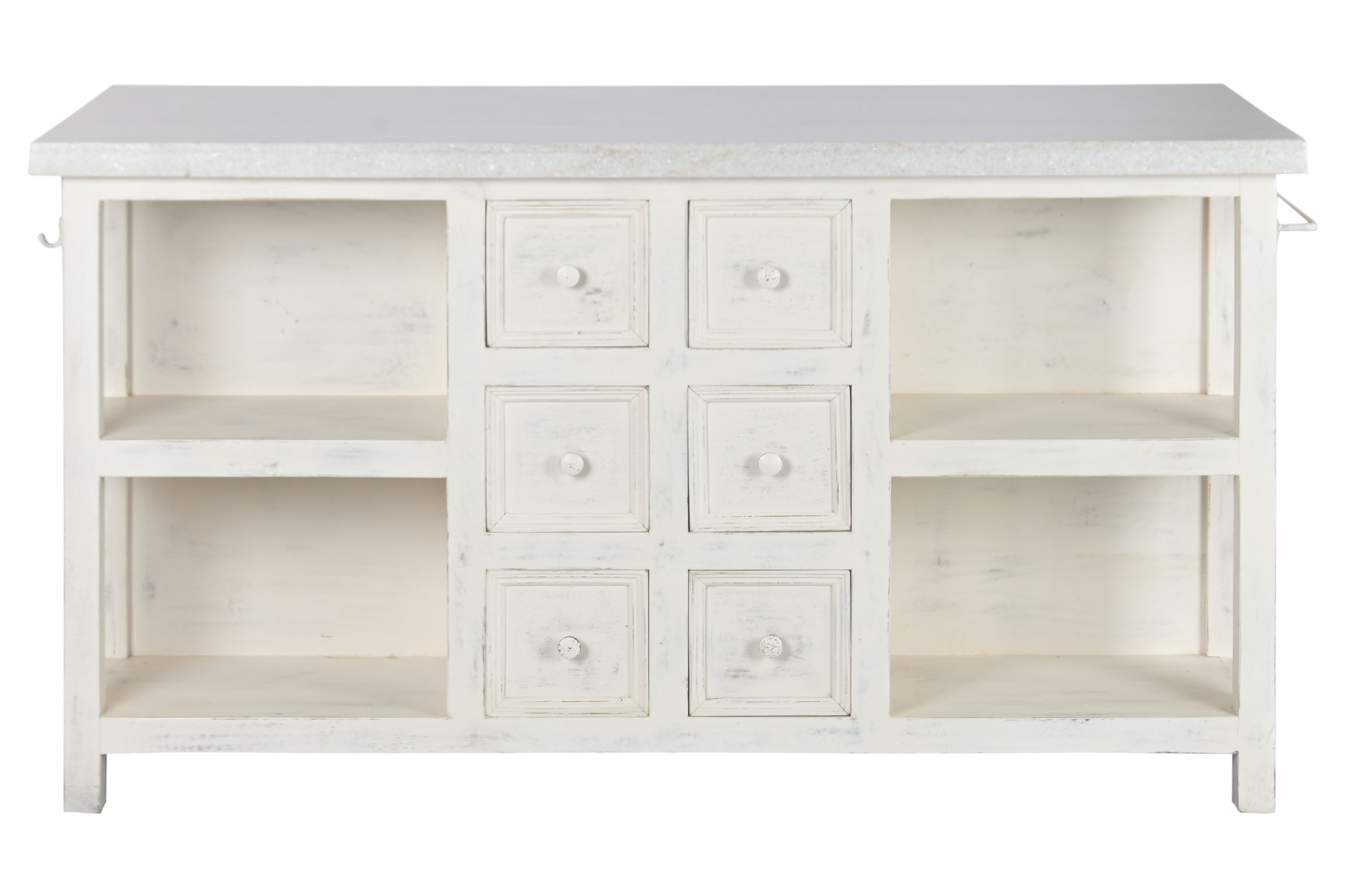 ISLA COCINA MADERA MARMOL 168X76X92 DECAPE BLANCO