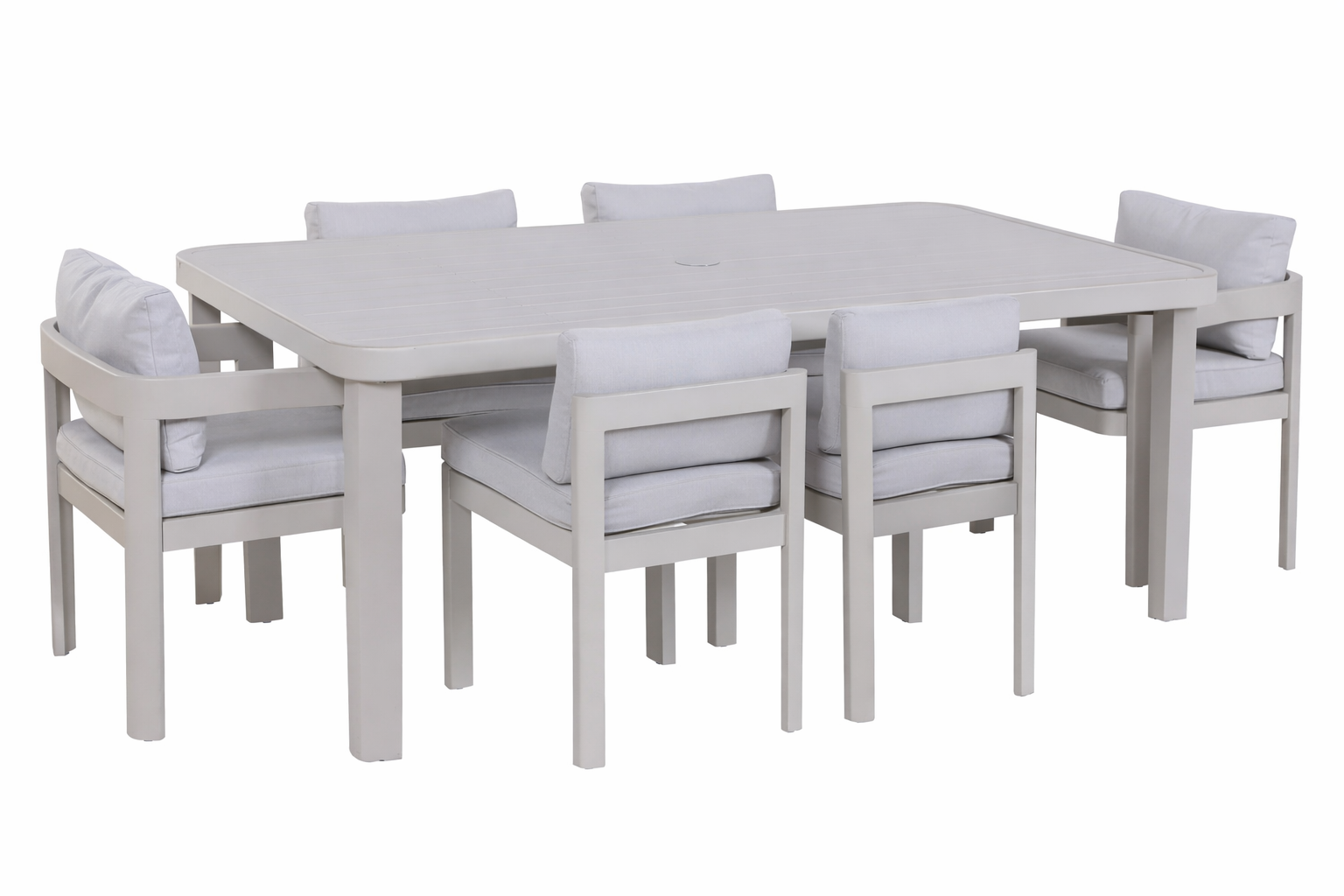 MESA COMEDOR SET 7 ALUMINIO 182X105X77 ESPUMA DENS