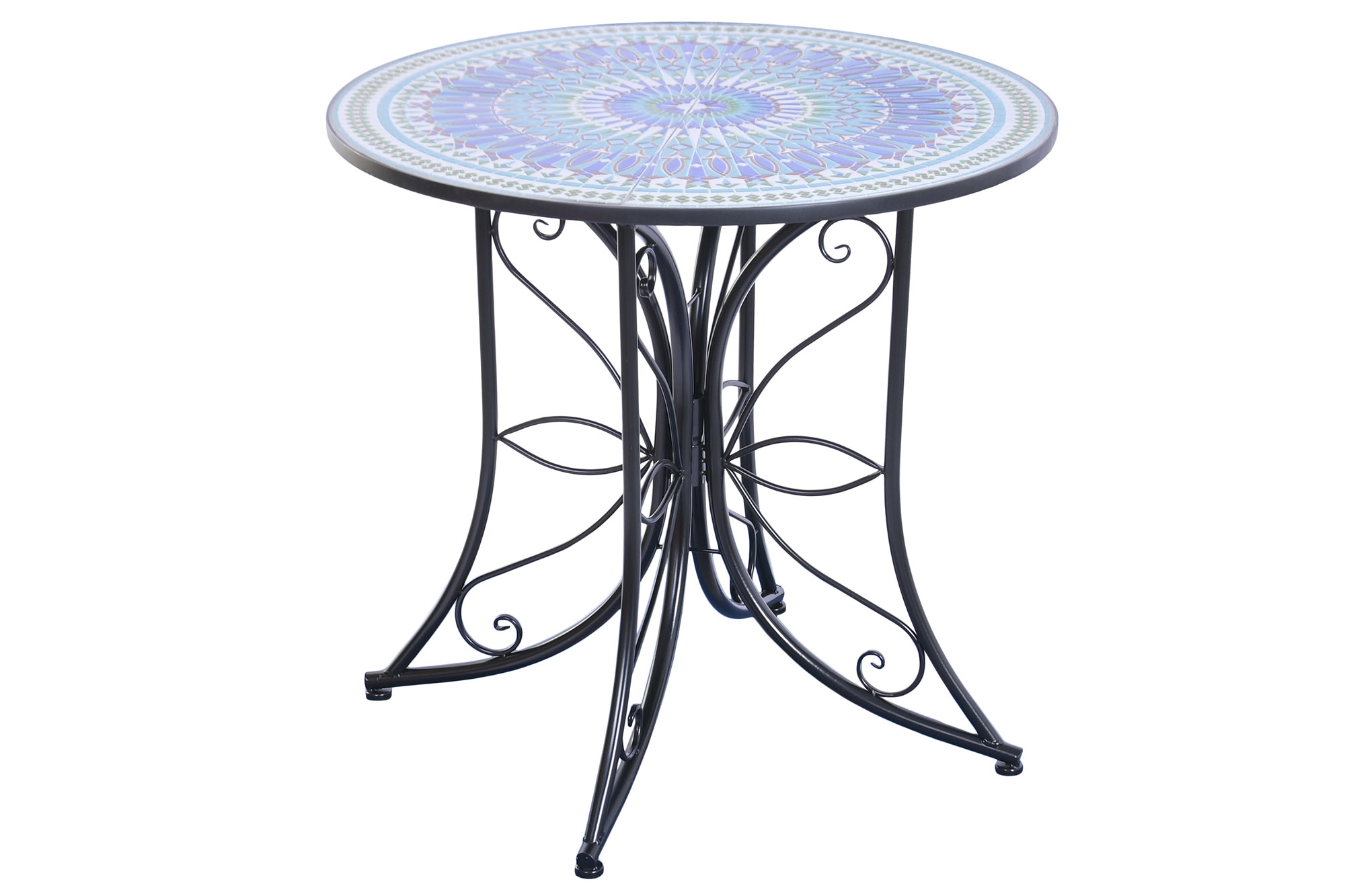 MESA REDONDA COMEDOR METAL CERAMICA 80X80X76 NEGRO