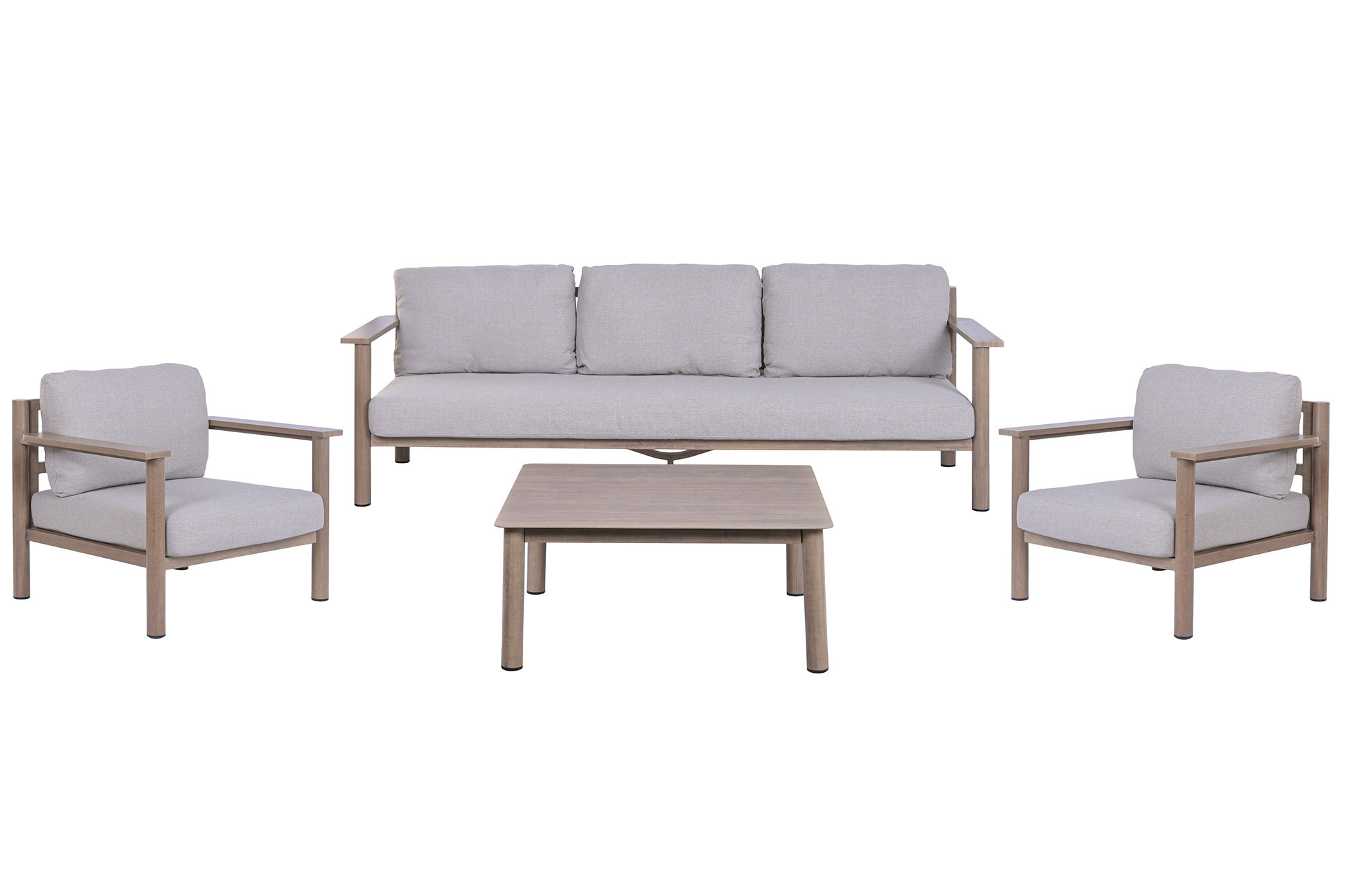 SOFA SET 4 ALUMINIO OLEFINA 225X80X70 SIMIL MADERA