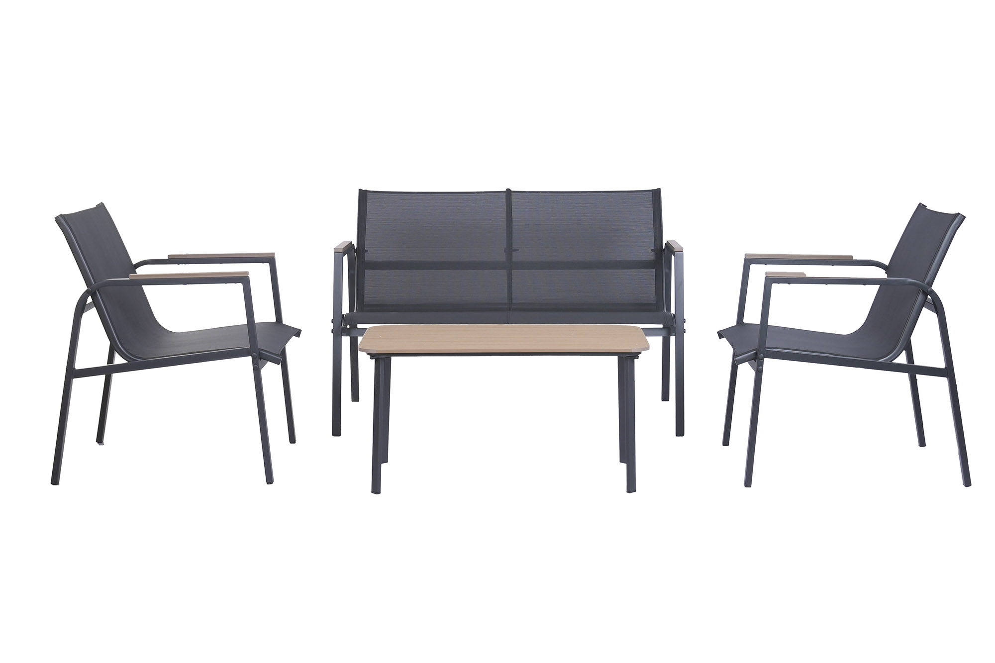 SOFA SET 4 ACERO TEXTILENE 119X70X64 SIMIL MADERA