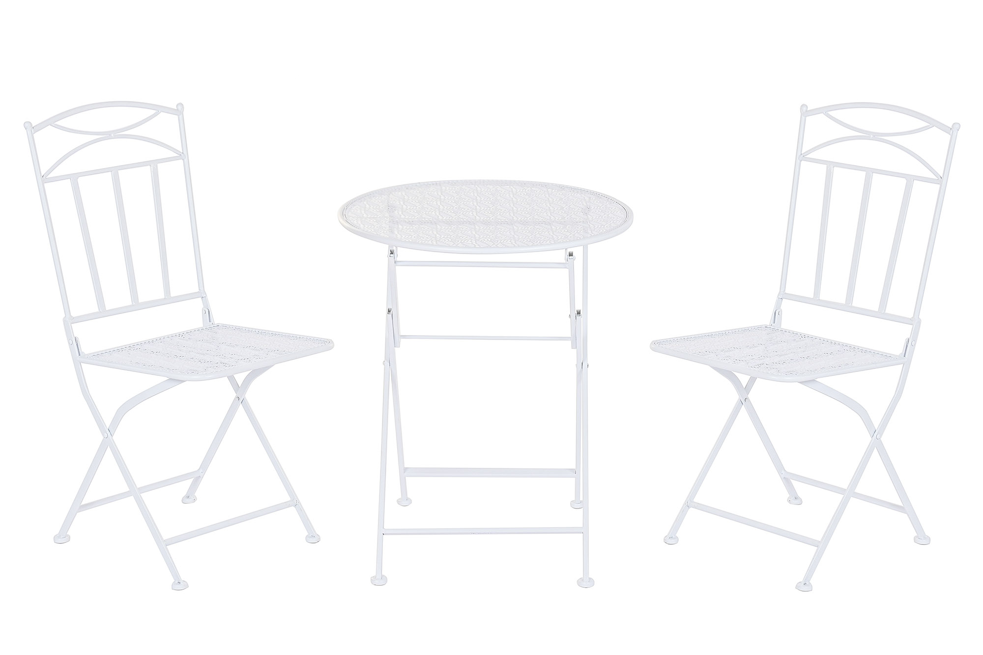 MESA SET 3 HIERRO 60X60X70 HOJAS BLANCO