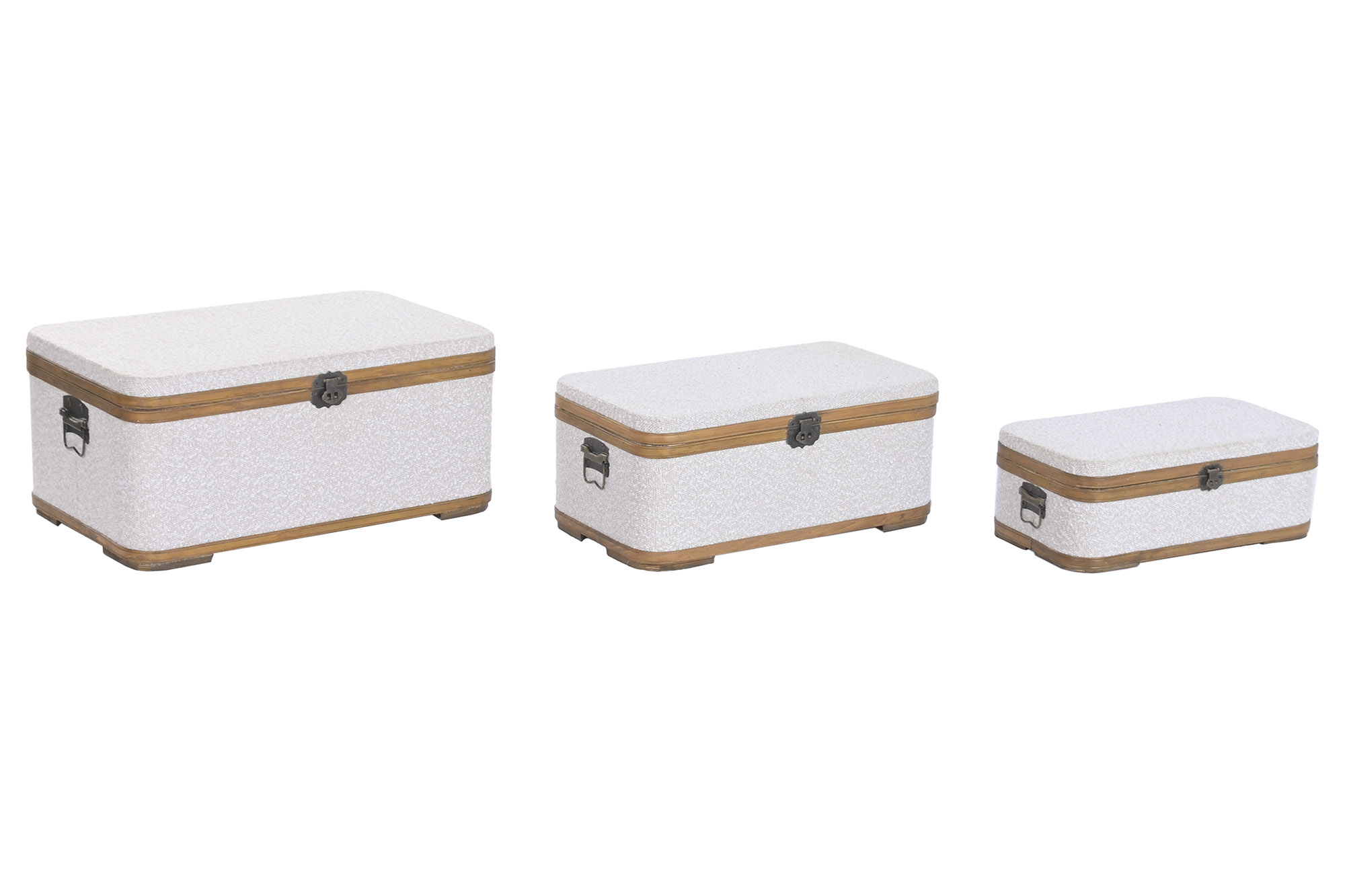 BAUL SET 3 MADERA POLIESTER 64X39,5X29 BORREGUITO